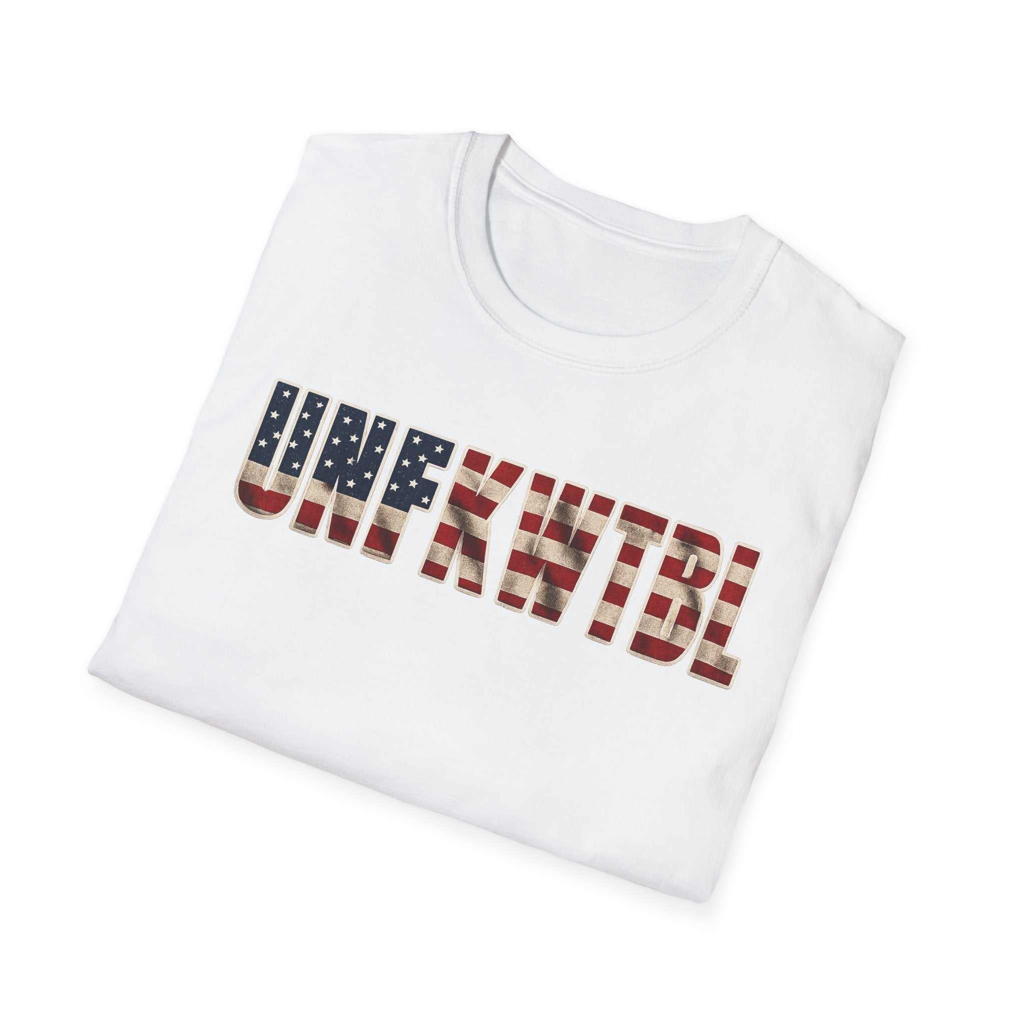 Unfkwtbl Graphic Tee — Bold American Flag Lettering T-Shirt