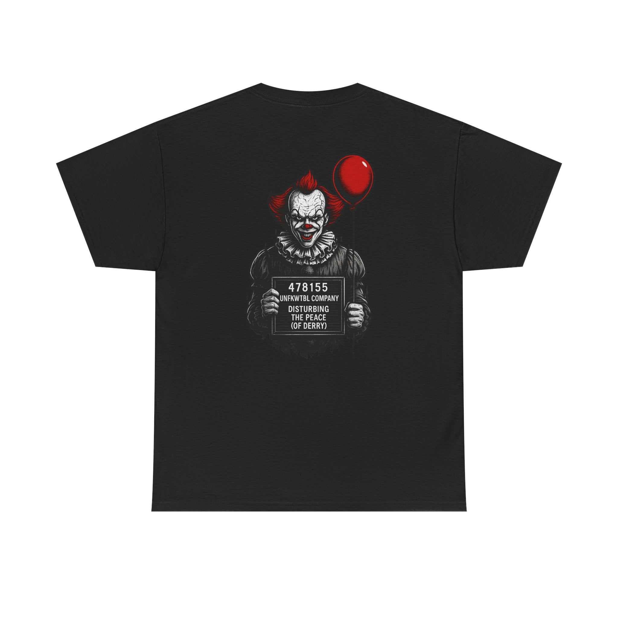 Pennywise criminal photo print on unisex heavy cotton t-shirt with classic fit and ribbed collar