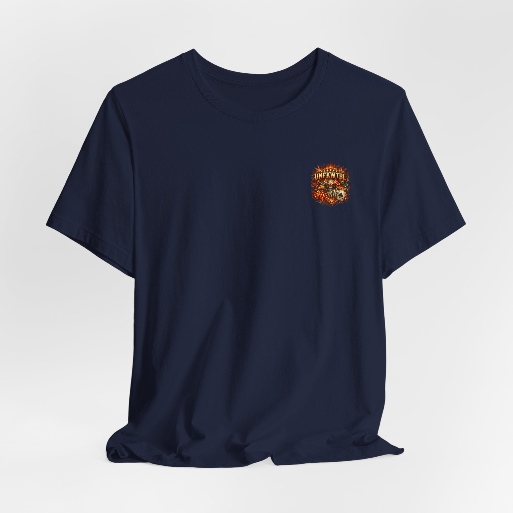 Poker Skull Tee — "The House Is Afraid" Graphic Playing Cards Shirt