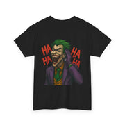 Black UNFKWTBL JOKER t-shirt with graphic of laughing Joker wearing purple suit and green hair