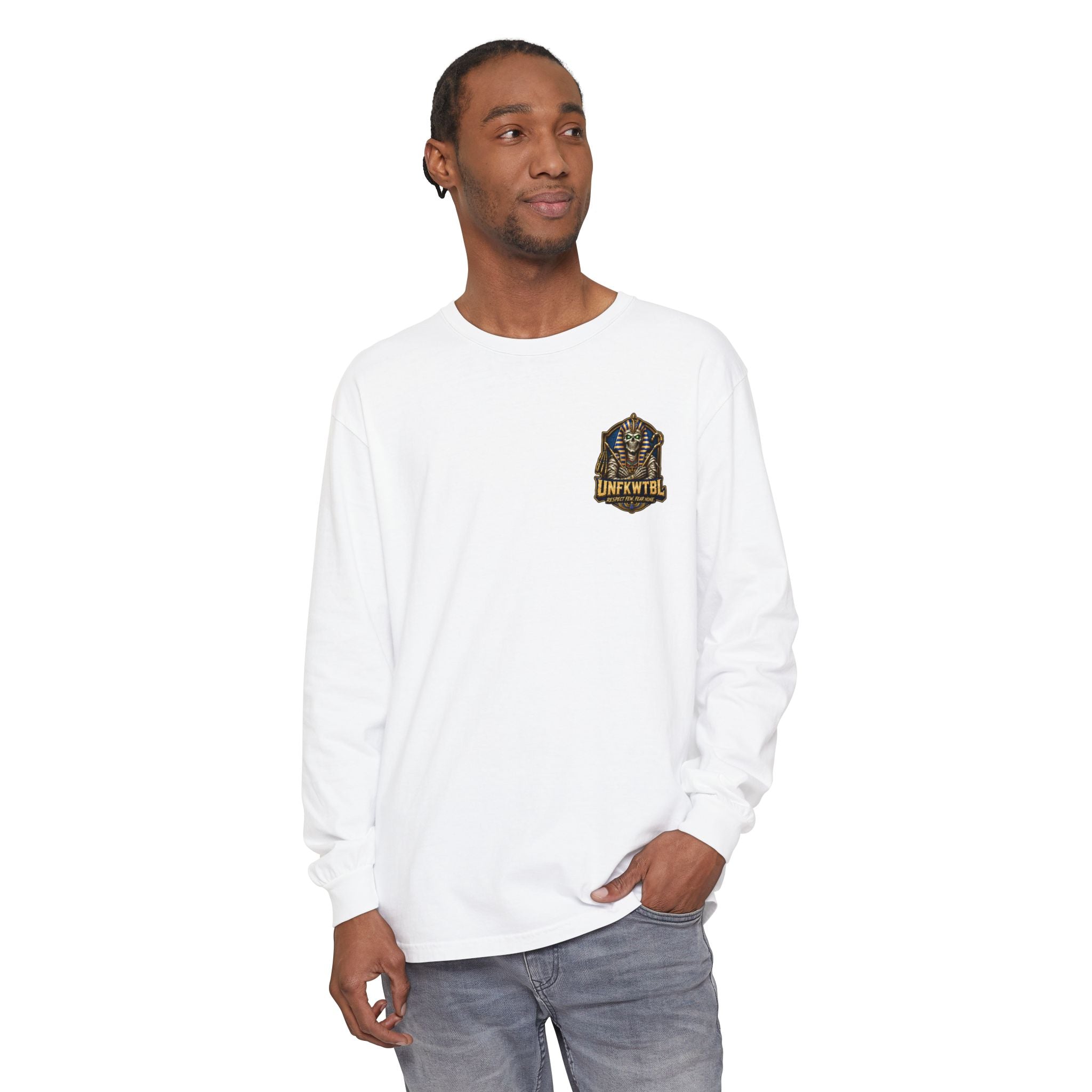 Unfkwtbl Pharaoh Long Sleeve Tee — Vintage Egyptian Mummy Graphic