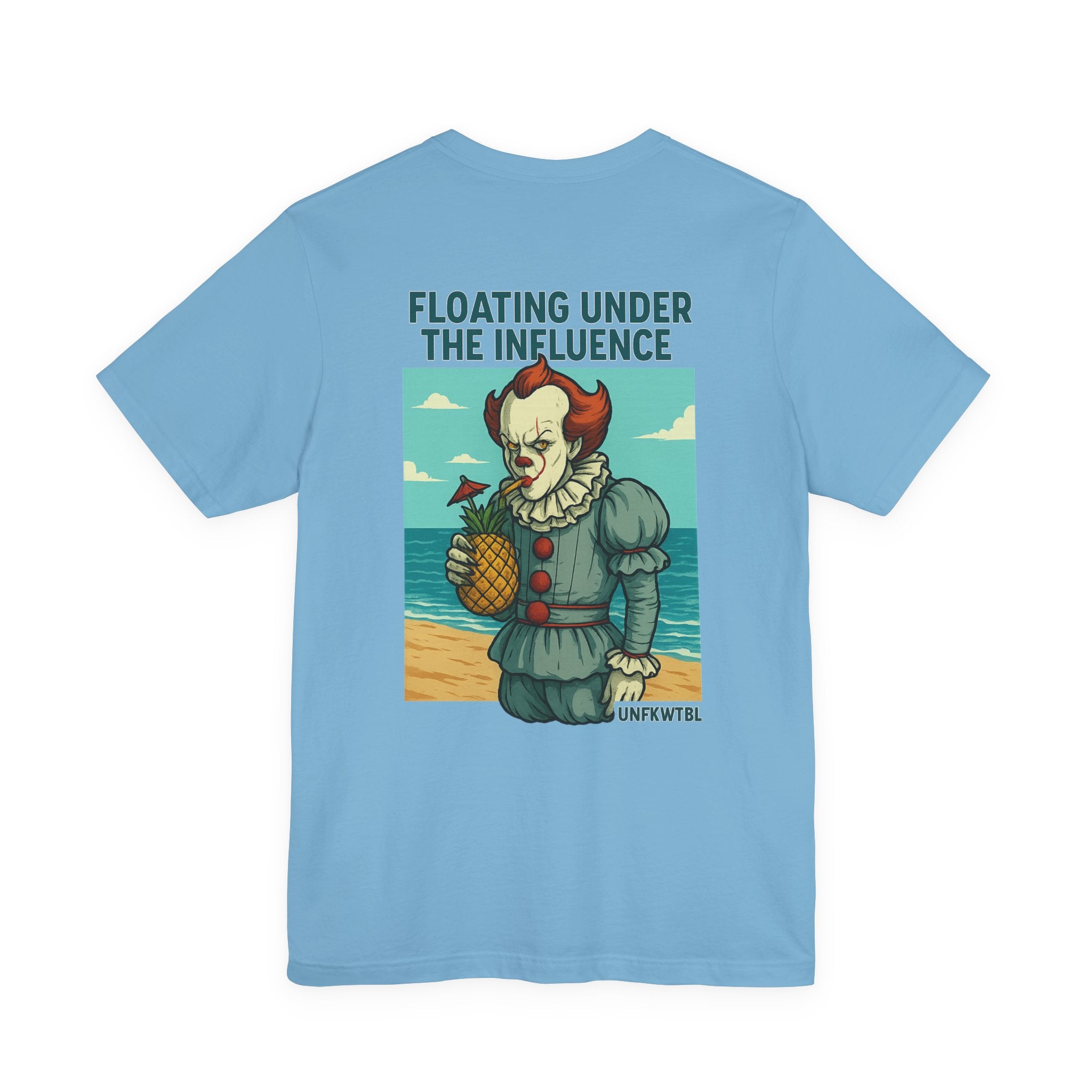Creepy Clown Beach Tee — "Floating Under the Influence" Graphic T-Shirt