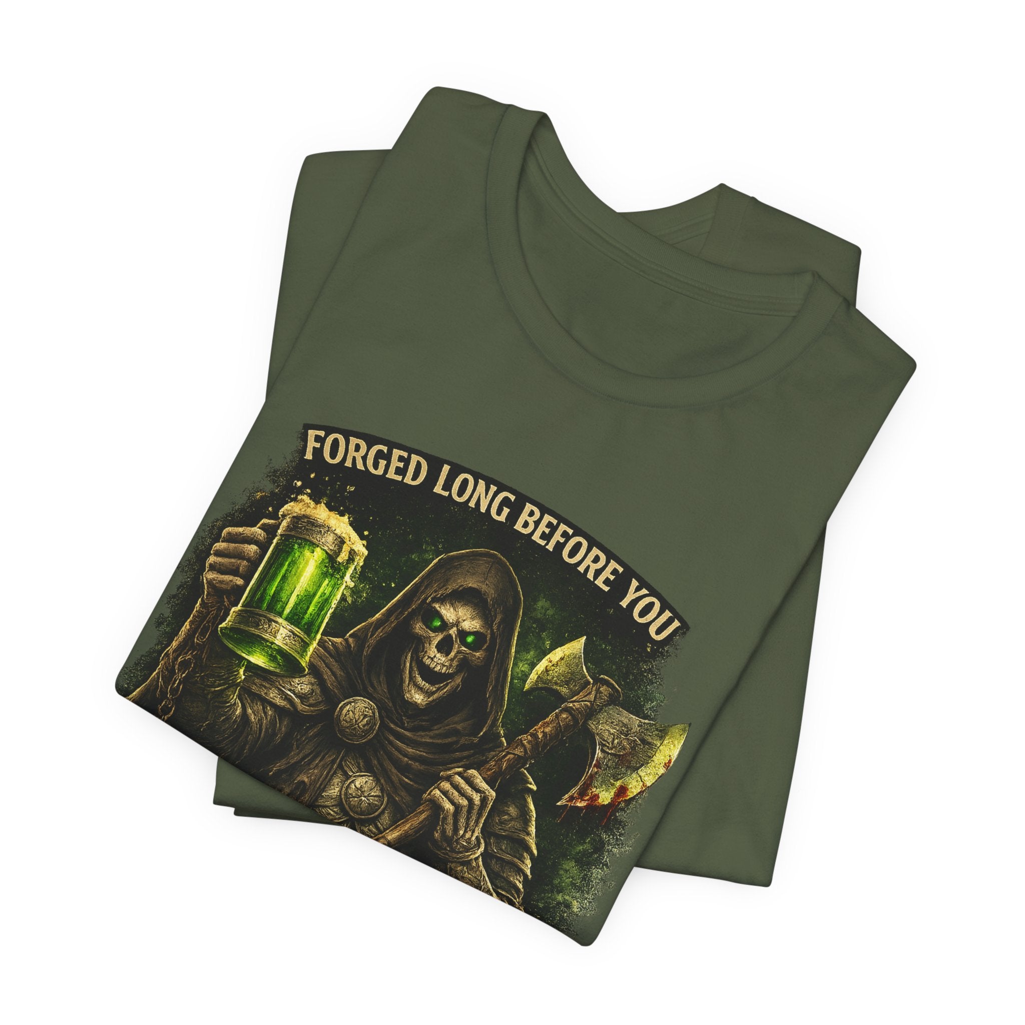 Grim Reaper Beer T-Shirt — "Forged Long Before You / Blood Remembers. Drink With The Living." Graphic Tee