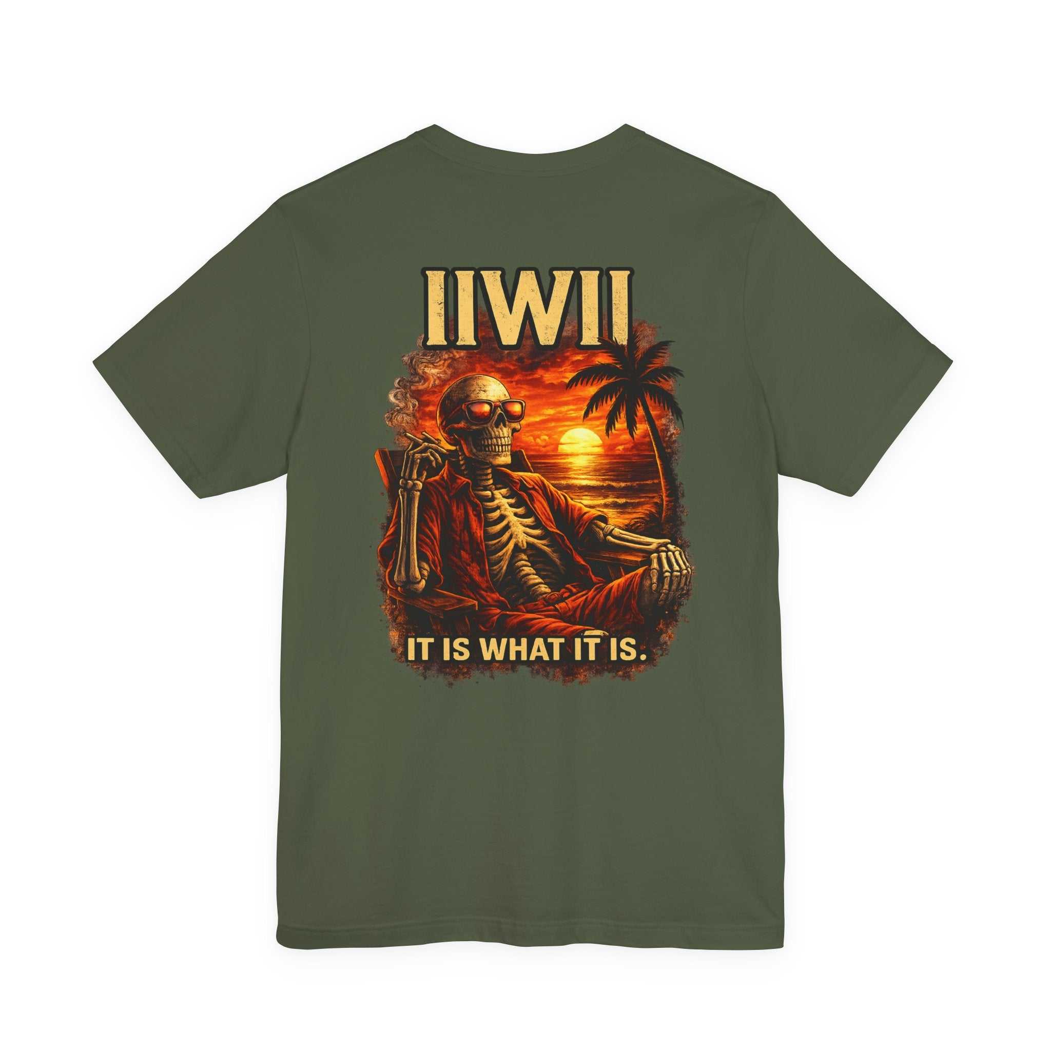 T-Shirt — IIWI: 'It Is What It Is' Skeleton Sunset Graphic Tee