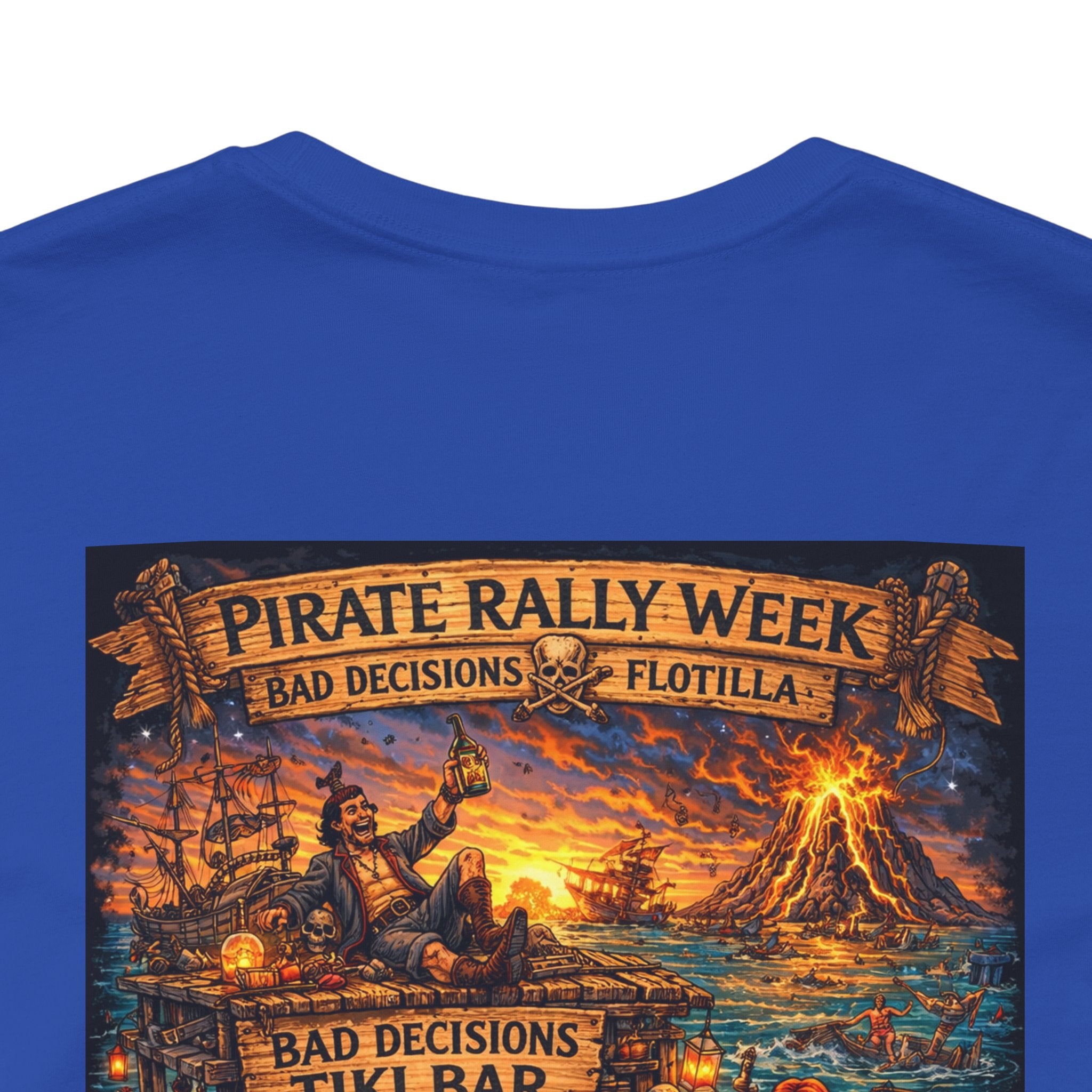 Pirate Rally Vintage Poster Tee — Tiki Bar Adventure Graphic Shirt