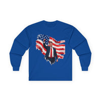 Patriotic Flag Long Sleeve Tee — American Flag Silhouette Design