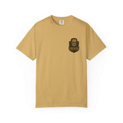 Vintage Frankenstein T-shirt in mustard yellow with classic monster graphic and uniisex garment-dyed cotton design
