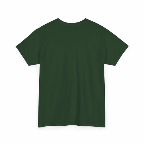Dark green Zombie Football Unisex Tee made of 100% US cotton with ribbed collar and shoulder tape, shown from back.