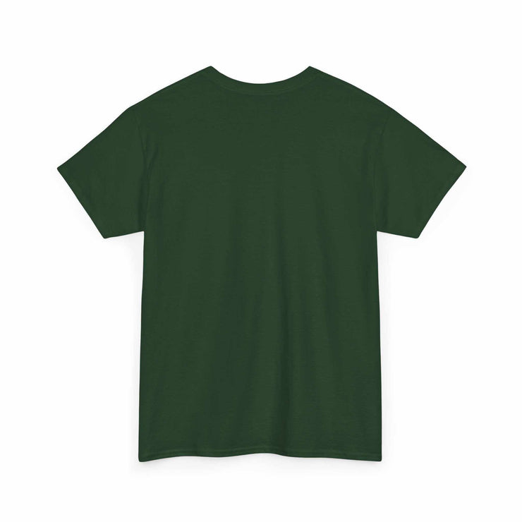 Dark green Zombie Football Unisex Tee made of 100% US cotton with ribbed collar and shoulder tape, shown from back.