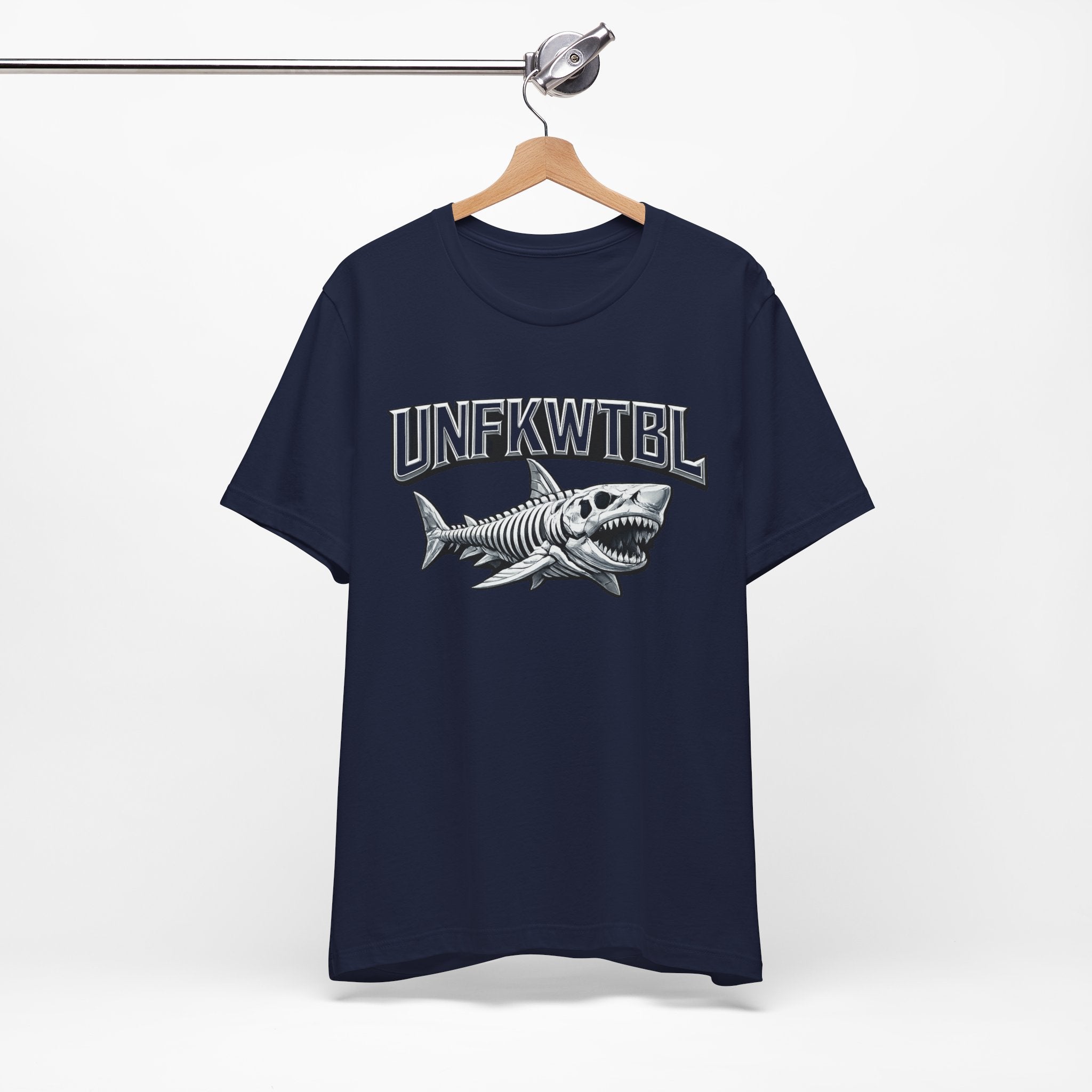 Shark Graphic Tee — 'UNFKWTBL' Vintage Skeleton Shark Shirt
