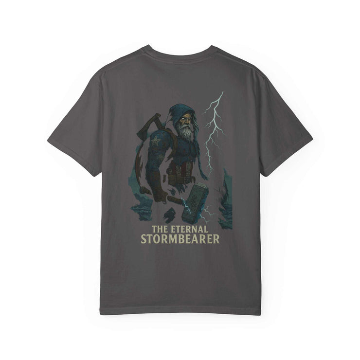 Eternal Stormbearer T-Shirt with graphic design on back, unisex garment-dyed tee for casual and outdoor wear