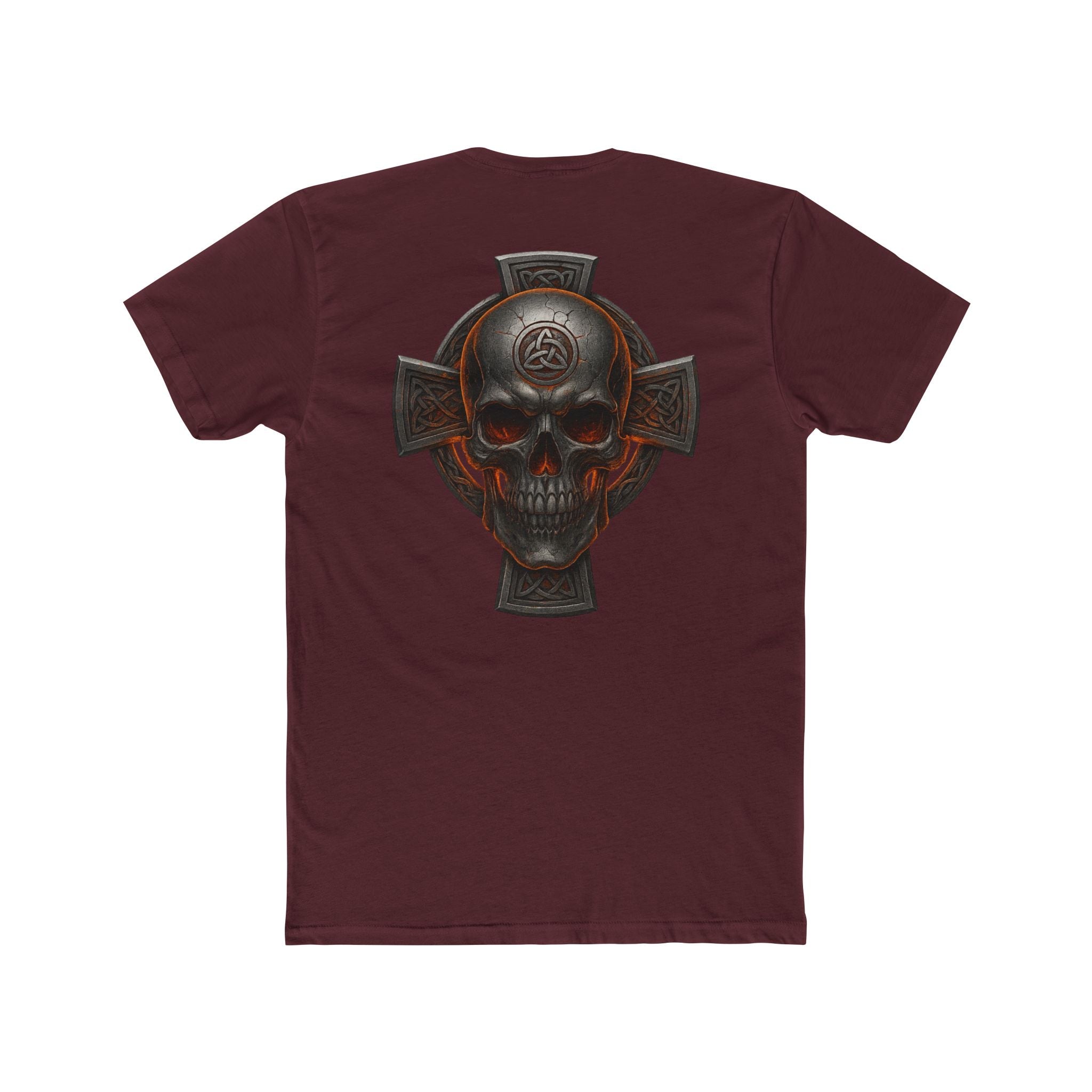 Skull Crossback T‑Shirt with gothic skull emblem and weathered cross design on lightweight cotton tee