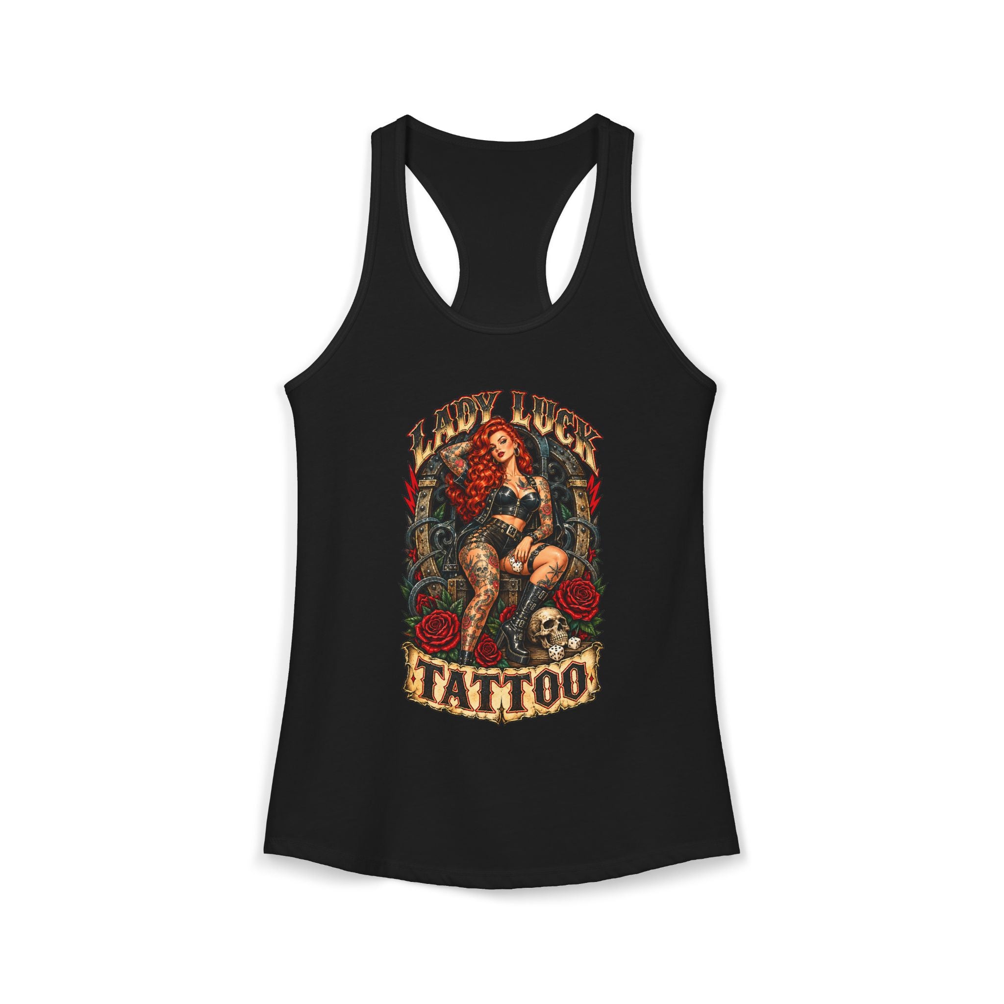 Lady Luck Tattoo Rebel Pinup Women’s Racerback Tank
