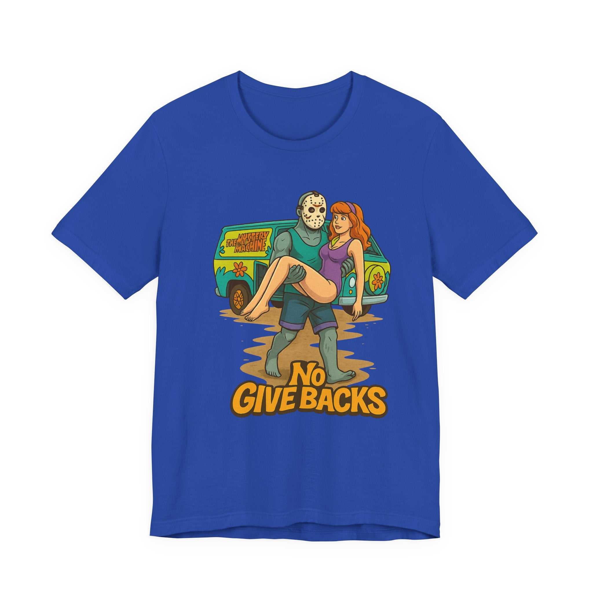 Horror Mashup Tee — 'No Give Backs' Jason & Daphne Retro Graphic T-Shirt