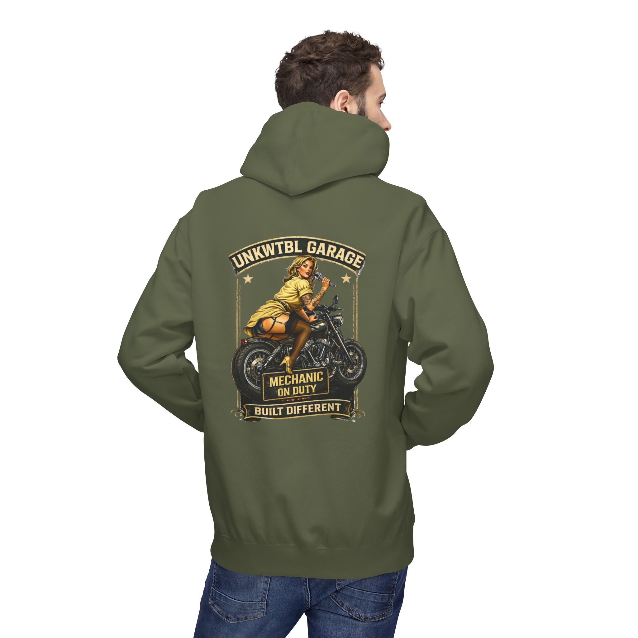 Mechanic Garage Hoodie — "Mechanic On Duty" Vintage Motorcycle Design