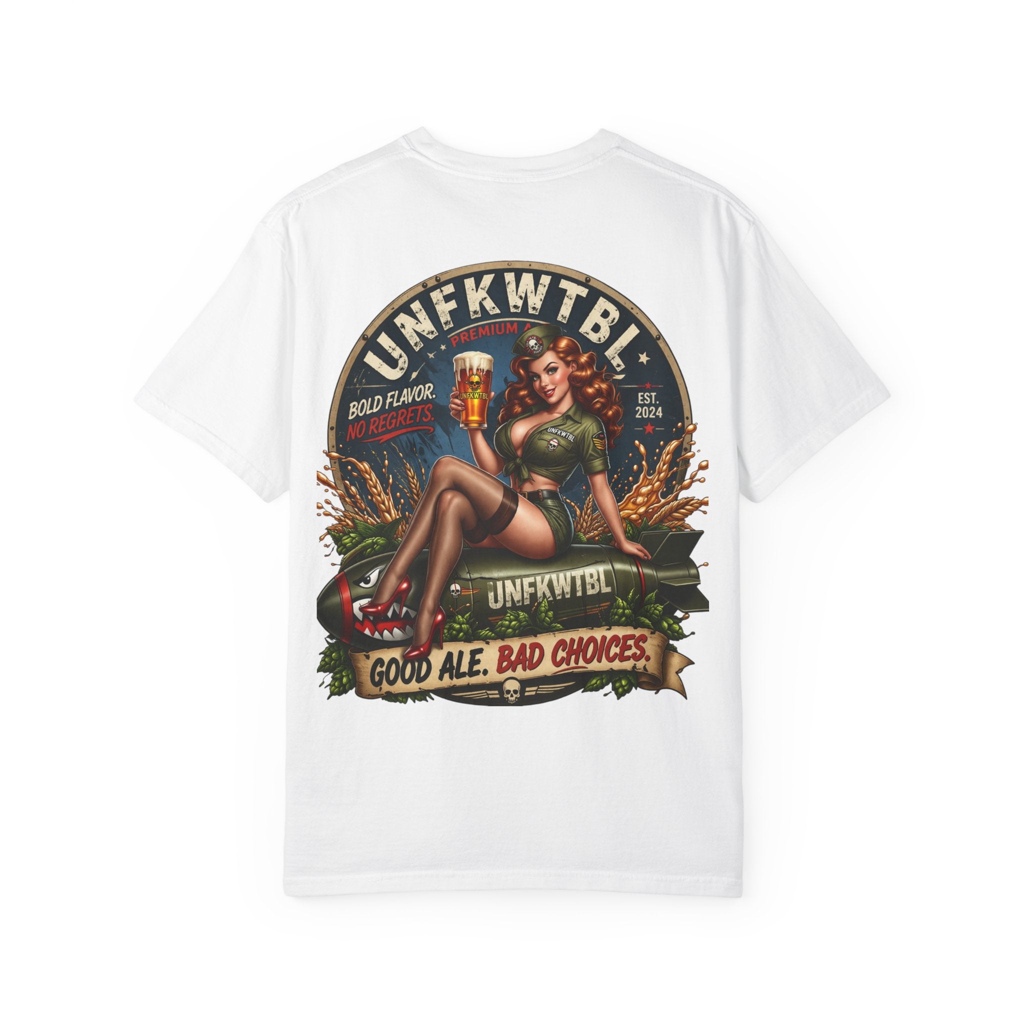 Beer Pinup T-Shirt – "Good Ale, Bad Choices" Retro Graphic Tee