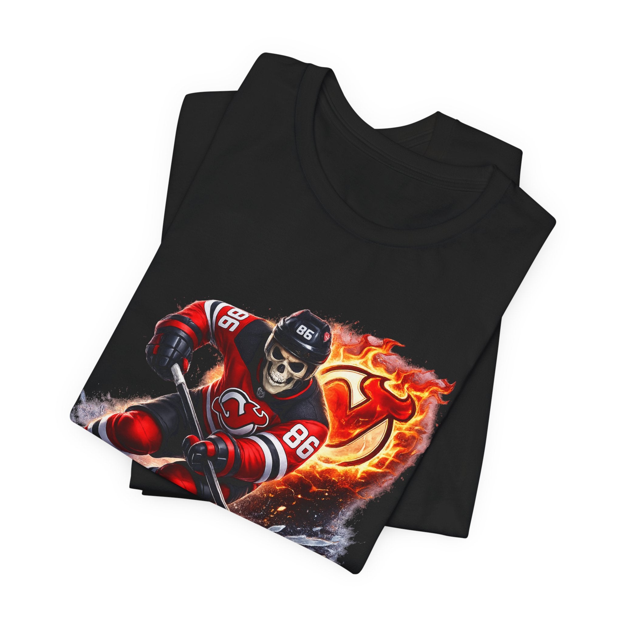Flaming Hockey Player Graphic Tee