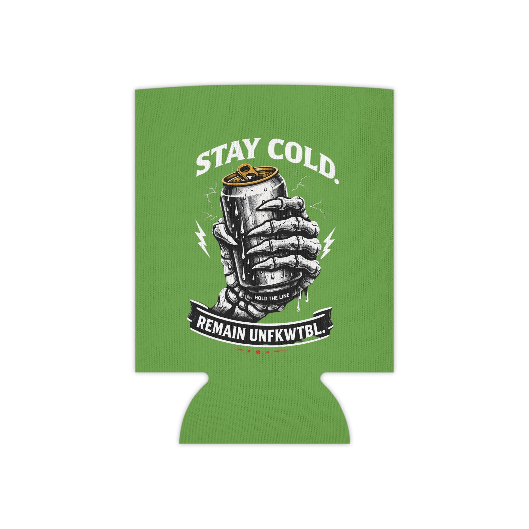 Can Cooler — "Stay Cold. Remain UNFKWTBL" Tropical Skull Beer Koozie