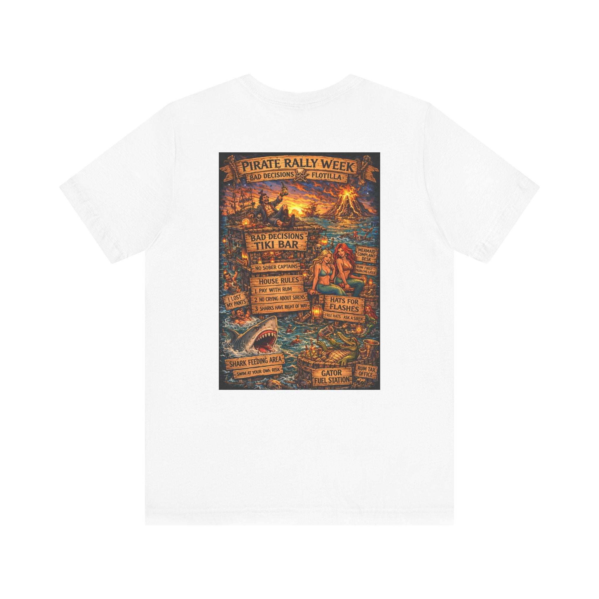 Pirate Rally Vintage Poster Tee — Tiki Bar Adventure Graphic Shirt