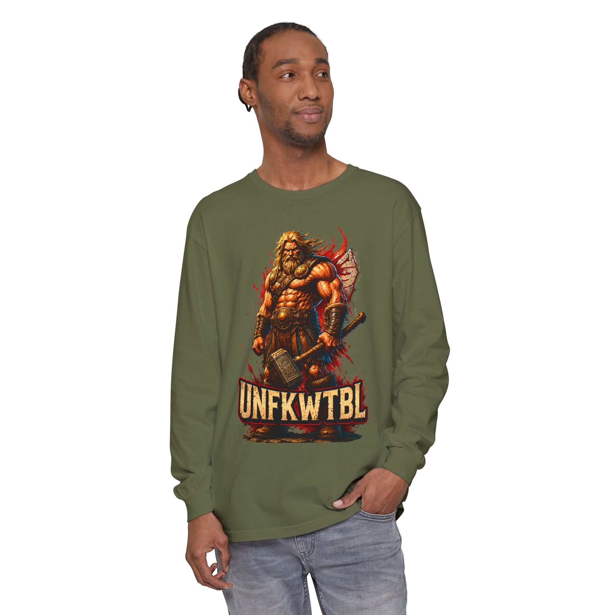 Viking Warrior Long Sleeve Tee — 'UNFKWTBL' Graphic