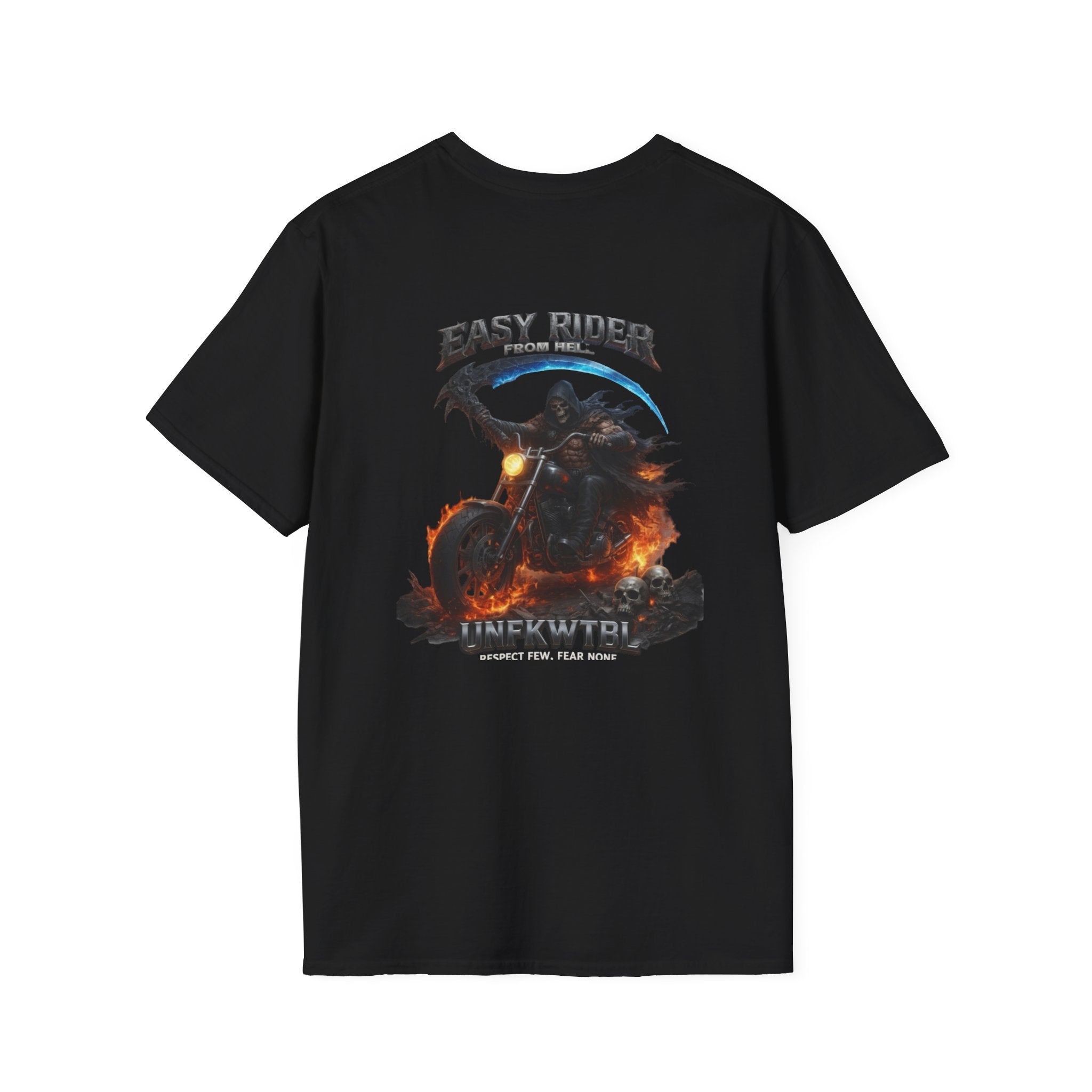 Easy Rider Skull Motorcycle T-Shirt — Biker Vintage Ride or Die Chest Logo