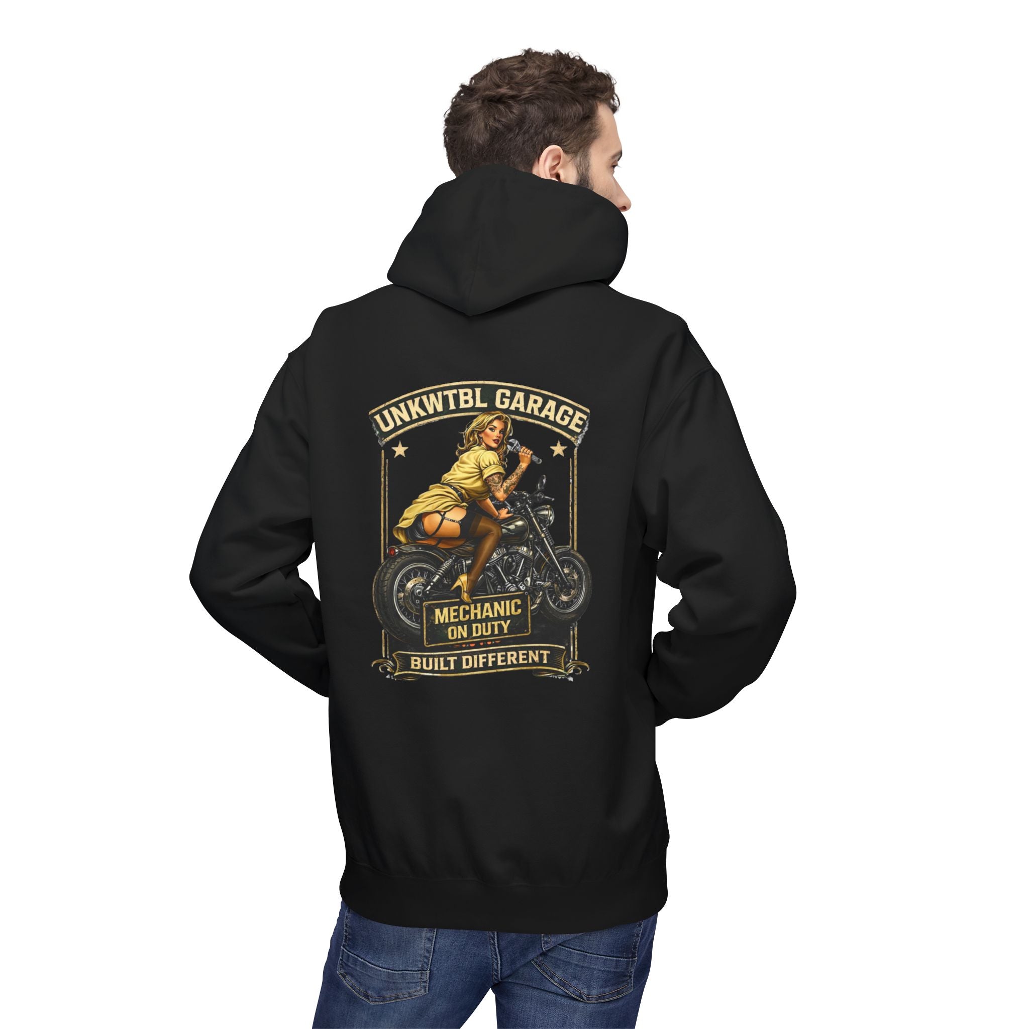Mechanic Garage Hoodie — "Mechanic On Duty" Vintage Motorcycle Design