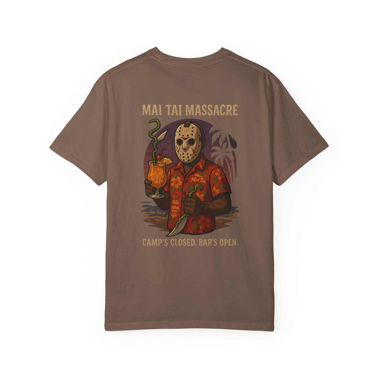 Mai Tai Massacre Jason Voorhees Graphic Tee, Vintage Summer T-shirt, Unisex Beach Shirt, Retro Campfire Apparel, Fun Gift for Outdoor Lovers