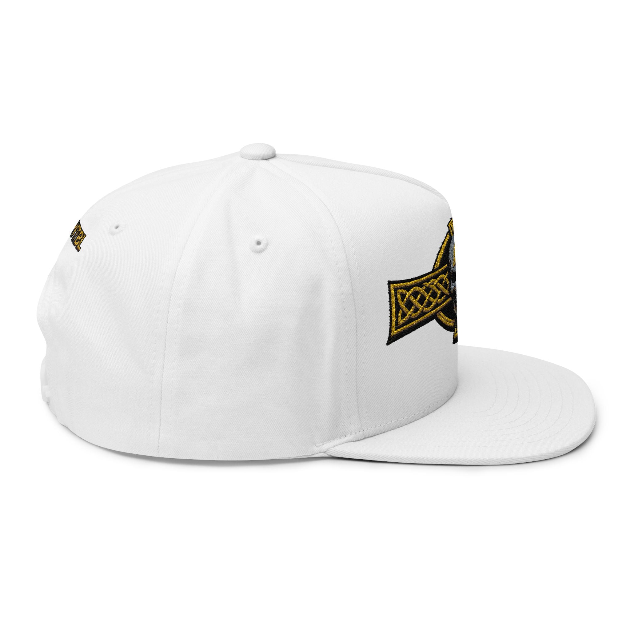 Celtic Skull Embroidered Flat Bill Cap — Viking Knot Snapback Hat