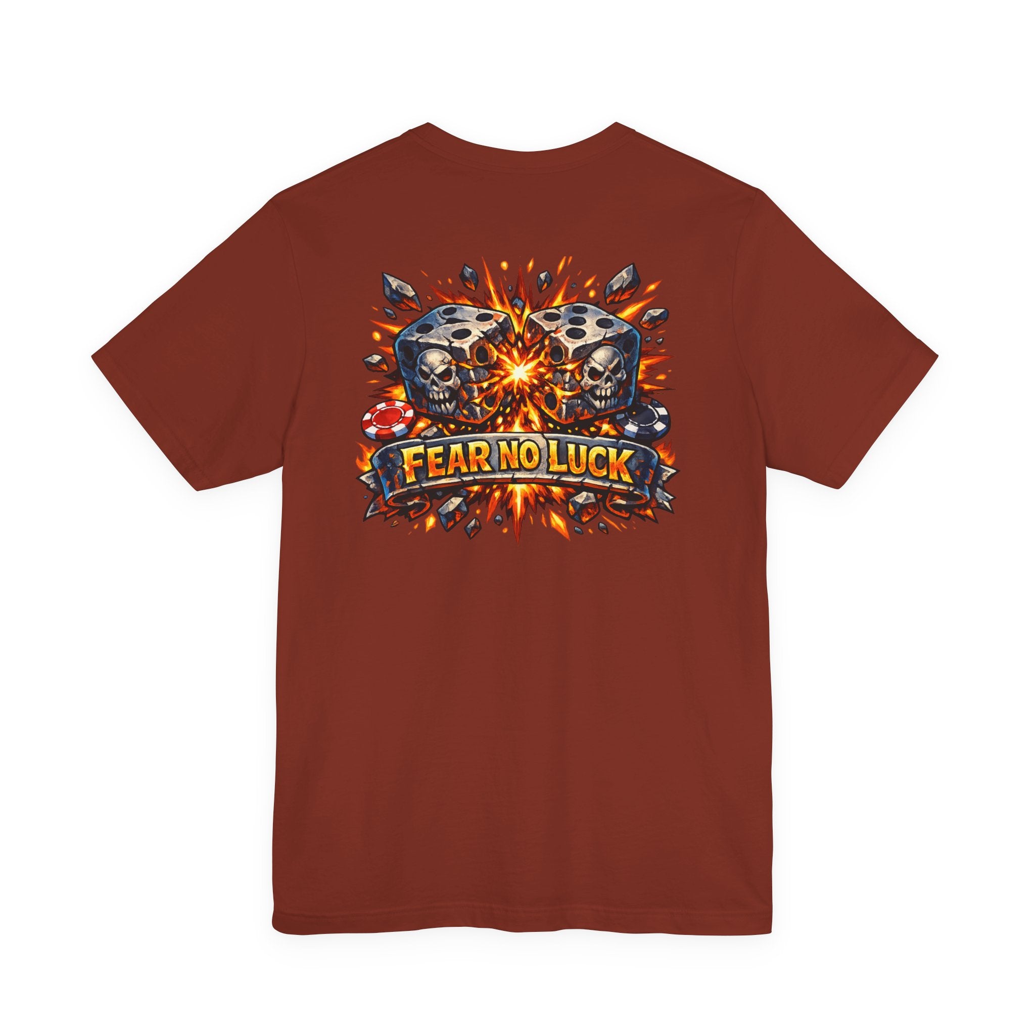 Fear No Luck Skull Graphic Tee — Bold Biker Poker T‑Shirt
