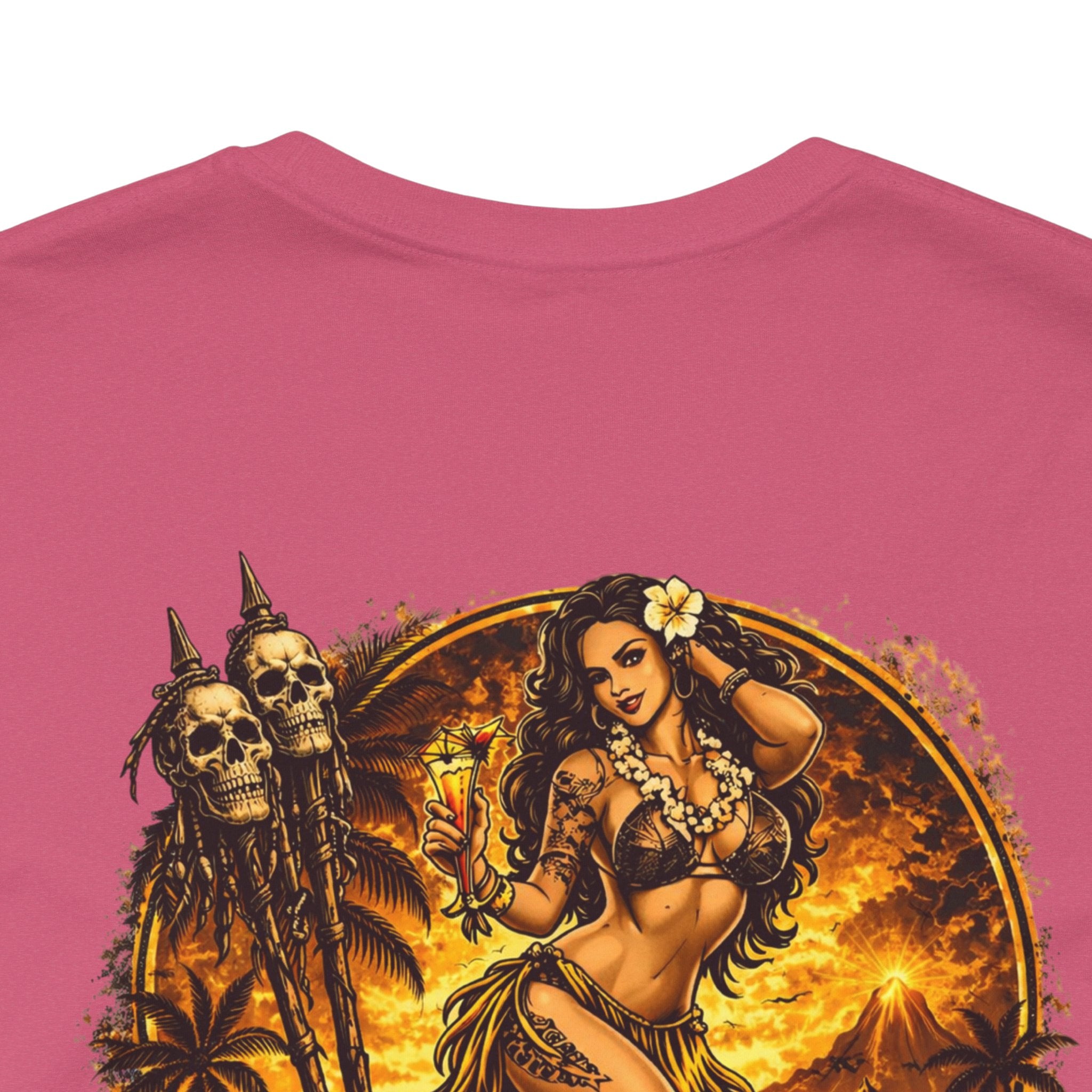 Paradise Has a Price T‑Shirt — Tropical Pinup Sunset Graphic Tee