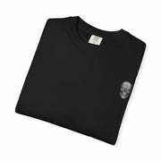 Black unisex tee with killer cocktails design featuring skull graphic on chest