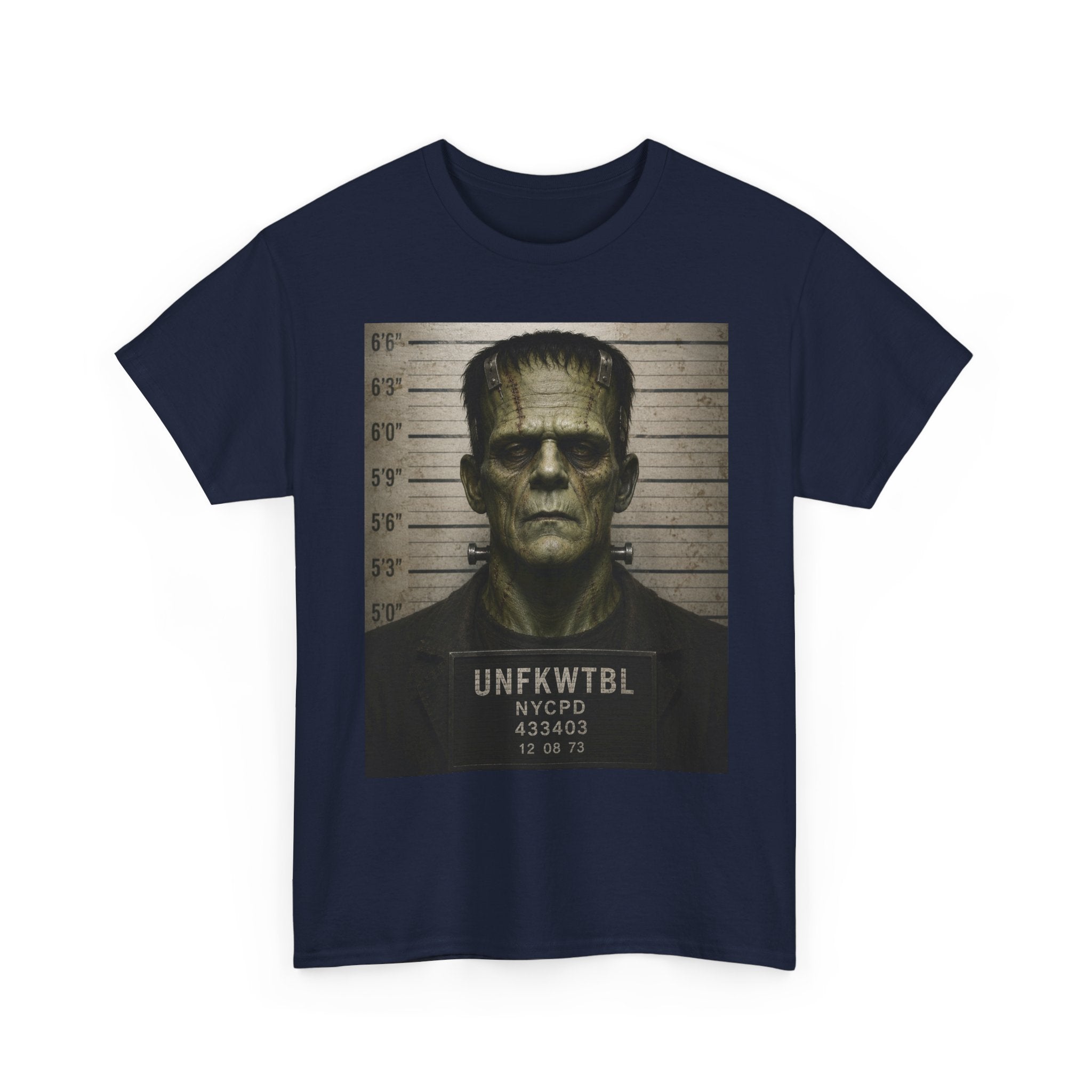 Frankenstein Mugshot Tee — Vintage Monster Mugshot Graphic T-Shirt