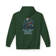 Festive Unisex Fleece Hoodie - "Silent Night, Violent Appetite"