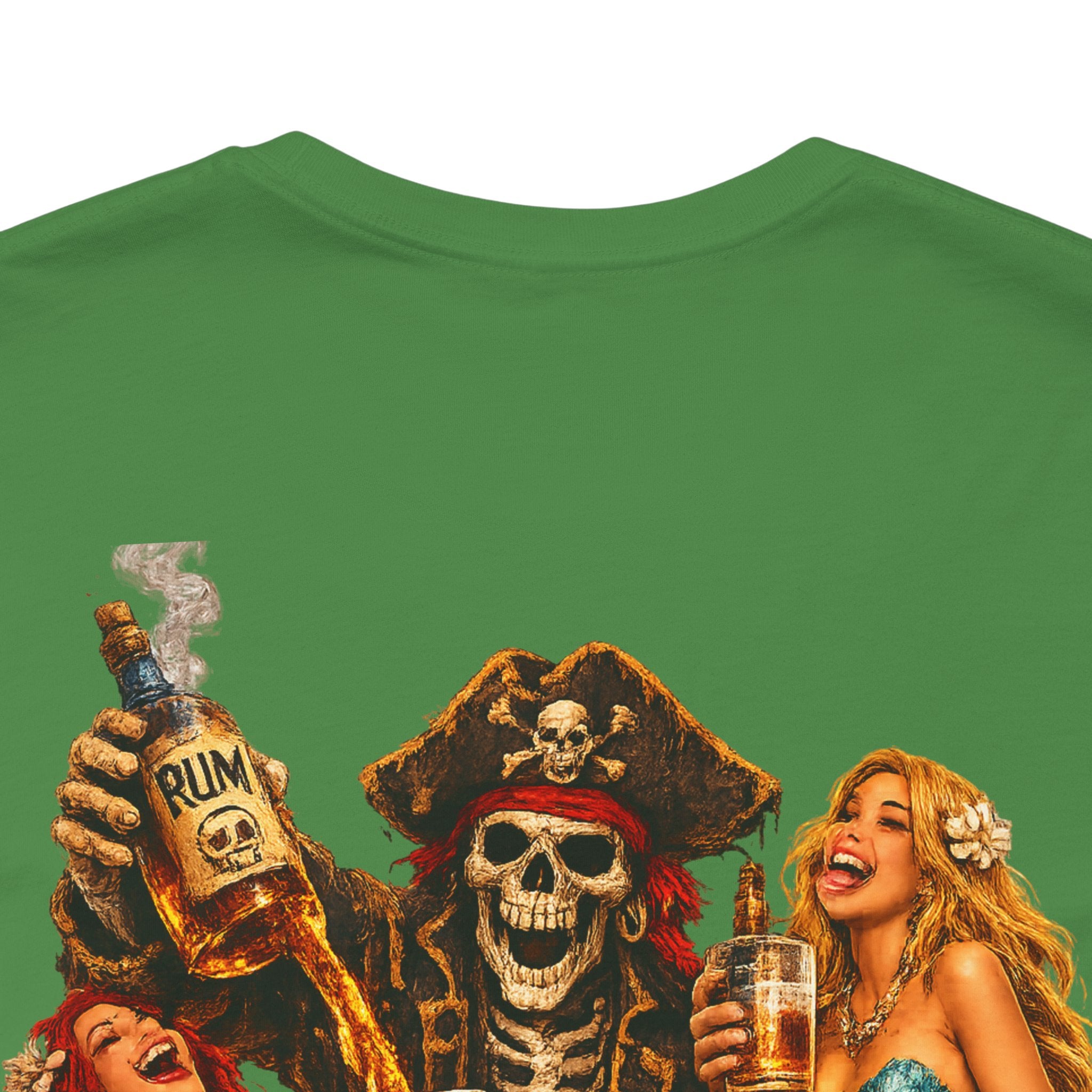 Pirate Skull Treasure Chest Tee — Skeleton Buccaneer Drinking Design