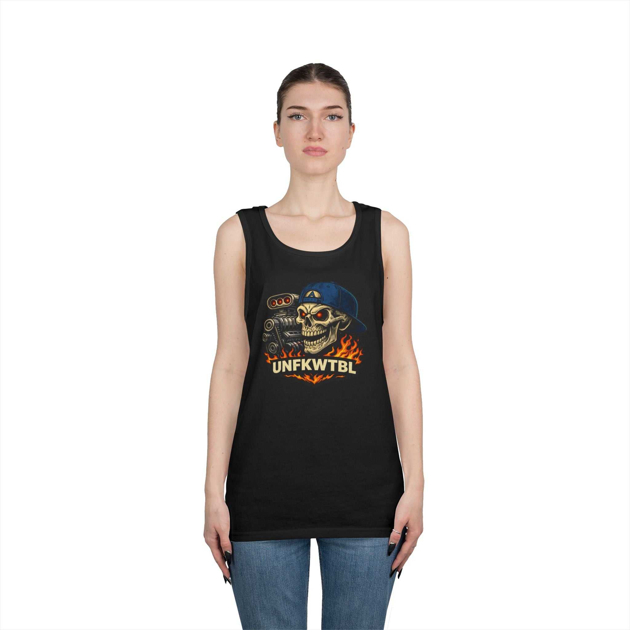 Skull Mechanic Tank Top — 'UNFKWTBL' Vintage Hot Rod Graphic