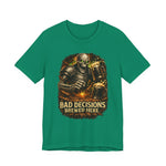 Graphic Tee — 'Bad Decisions Brewed Here' Skeleton Beer Shirt