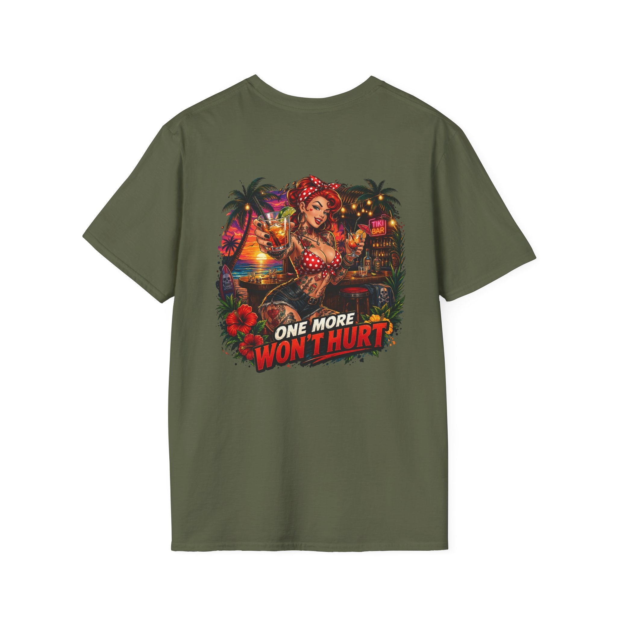 T-Shirt — Retro Pinup Beach Graphic “One More Won’t Hurt”