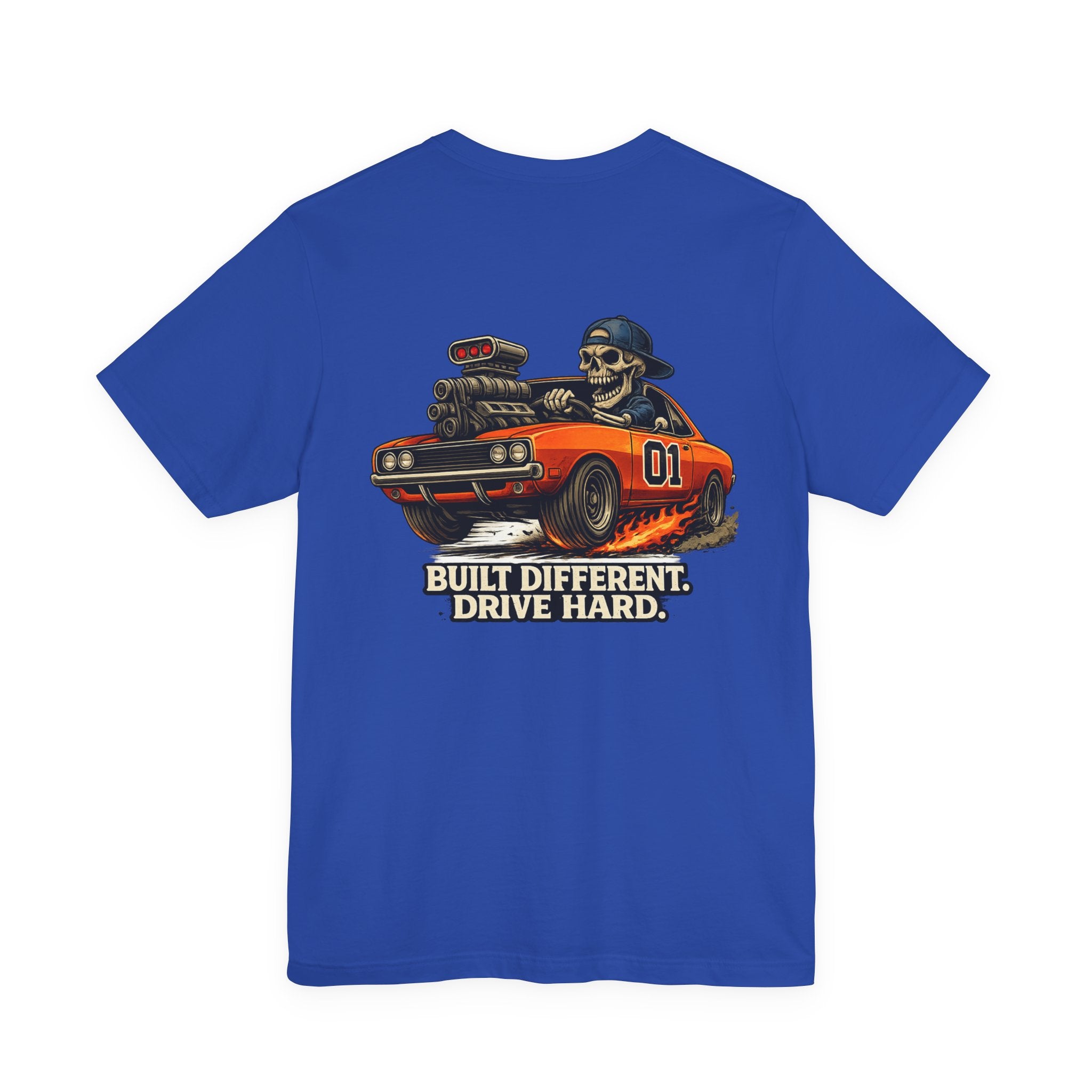 Muscle Car Skull Tee — "Built Different. Drive Hard." Graphic T-Shirt