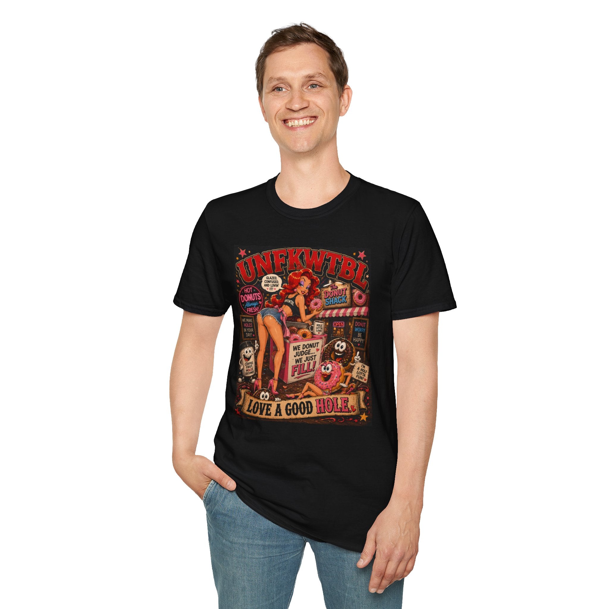 Retro Donut Shop Pinup T-Shirt — 'UNFKWTBL' Vintage Diner Graphic Tee