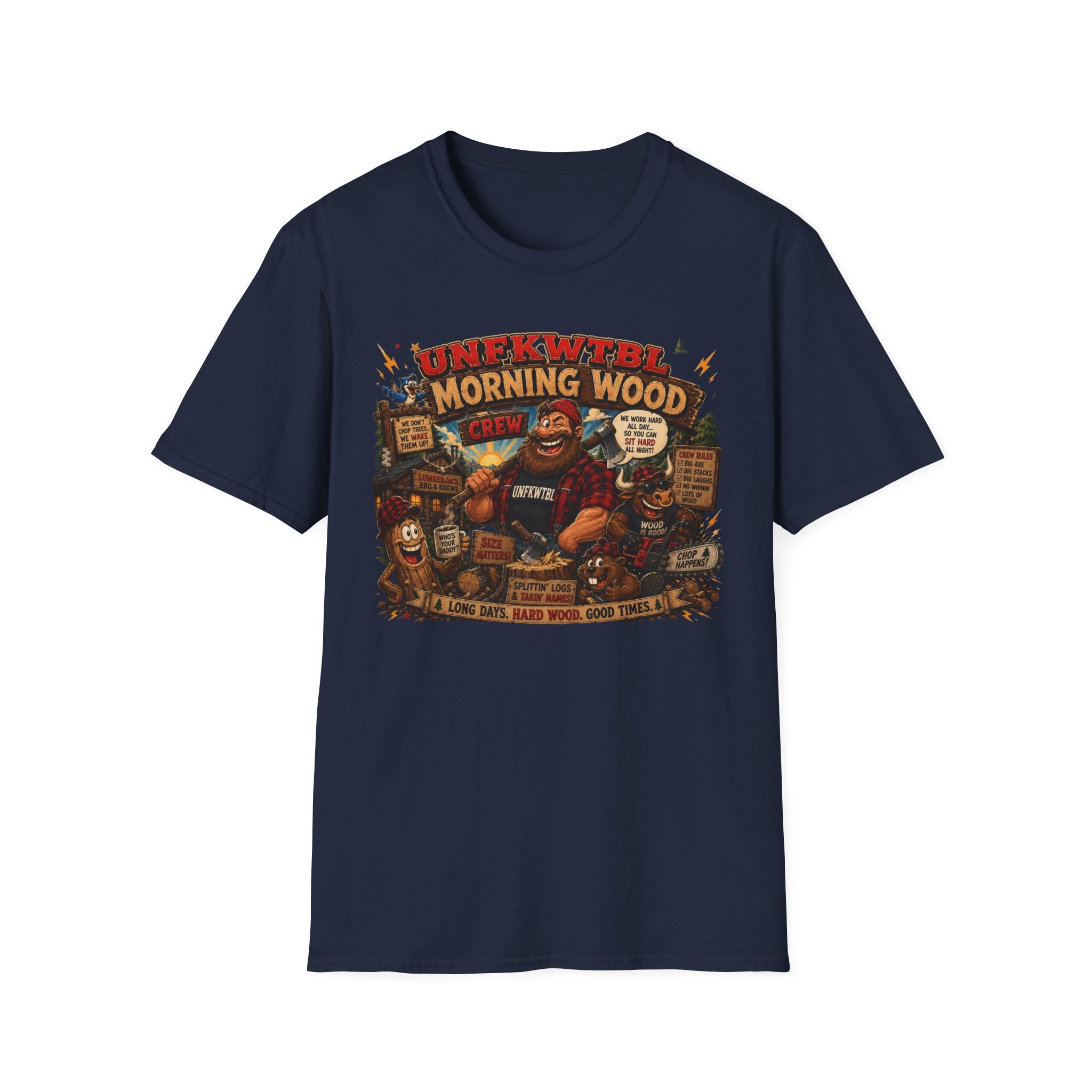 Morning Wood Crew T-Shirt — Funny Lumberjack Graphic Tee