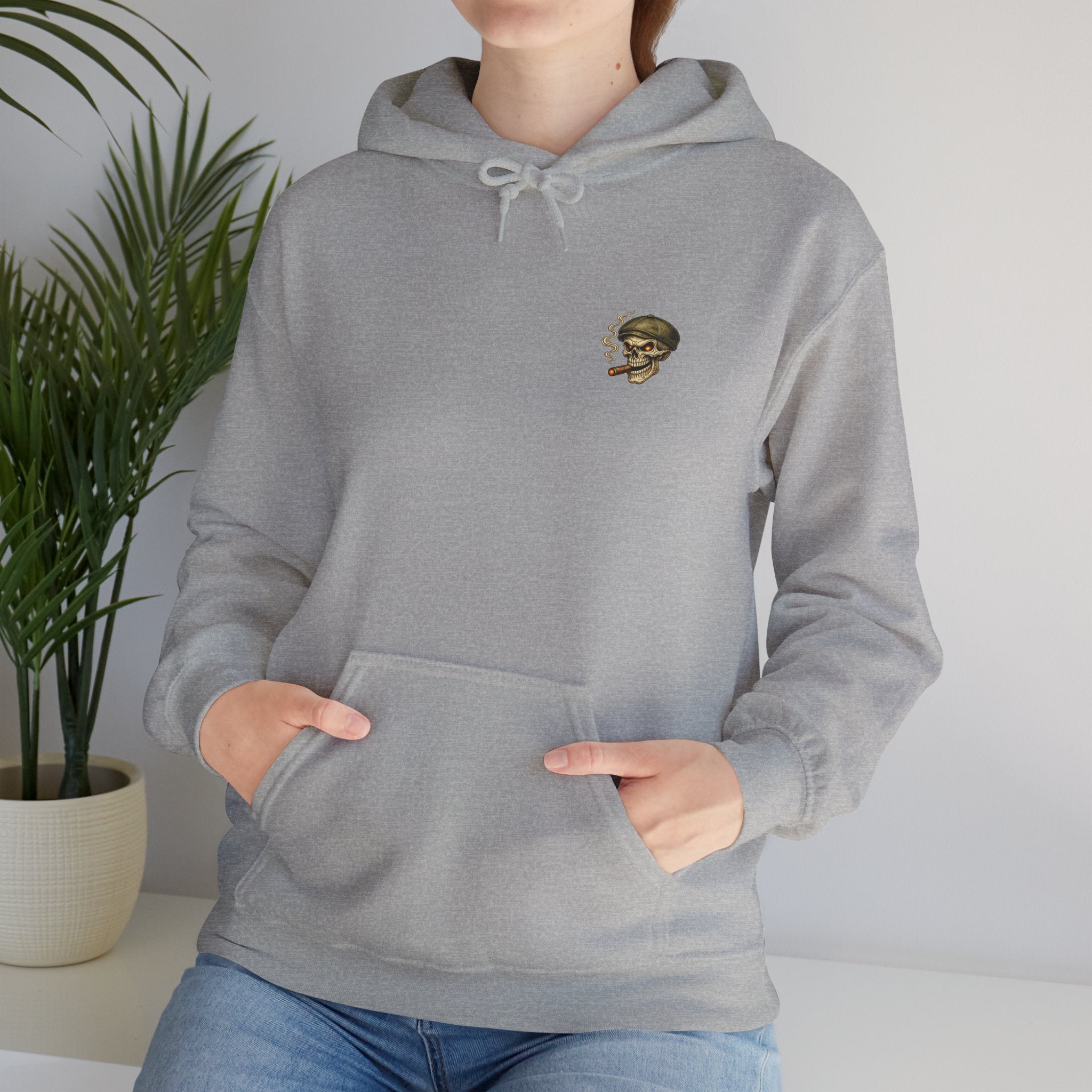Still Standing Skull Hoodie — Vintage Military Skeleton Smoking Cigar Sweatshirt