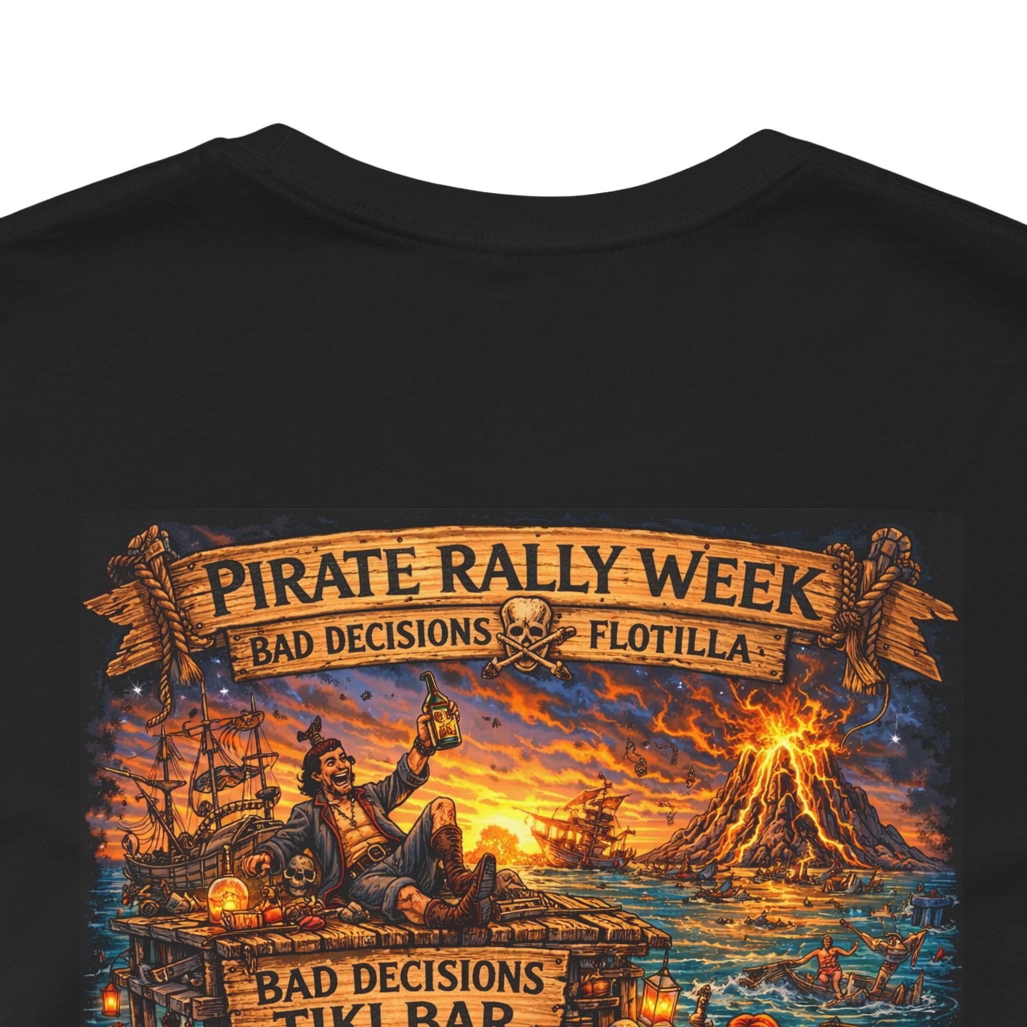 Pirate Rally Vintage Poster Tee — Tiki Bar Adventure Graphic Shirt
