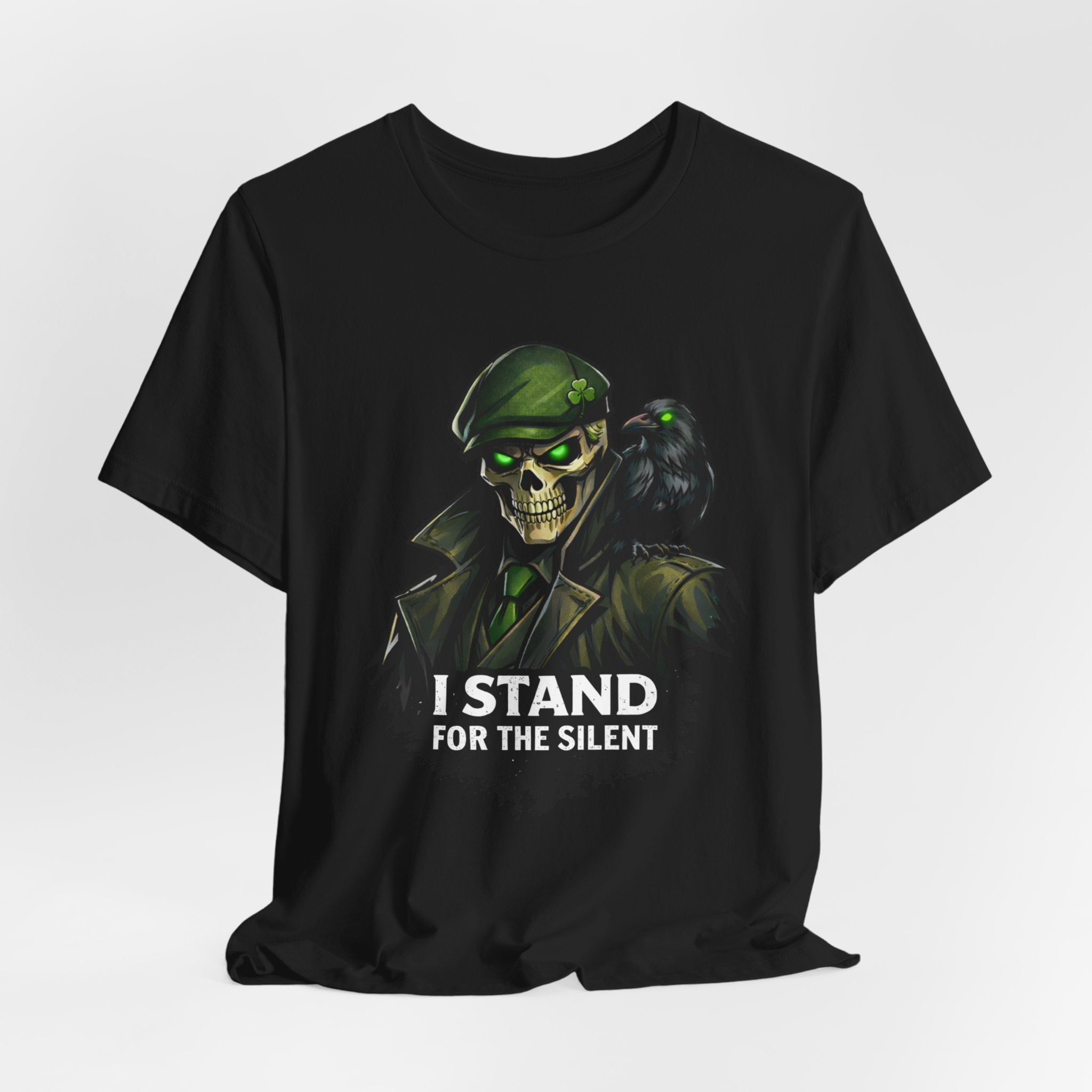 I Stand for the Silent Tee — Soldier Skull with Raven Graphic