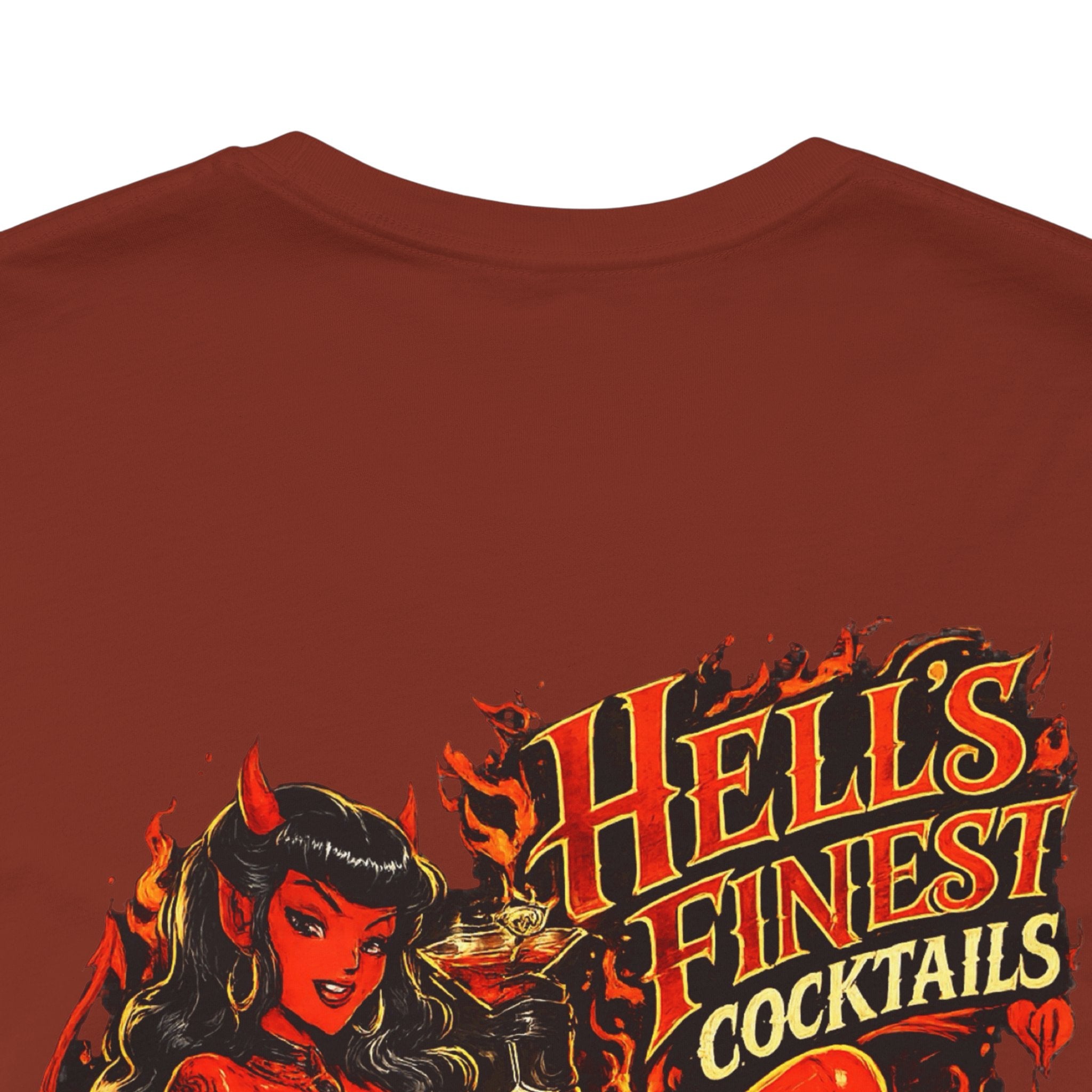 Graphic Tee — "Hell's Finest Cocktails" Pinup Devil Design