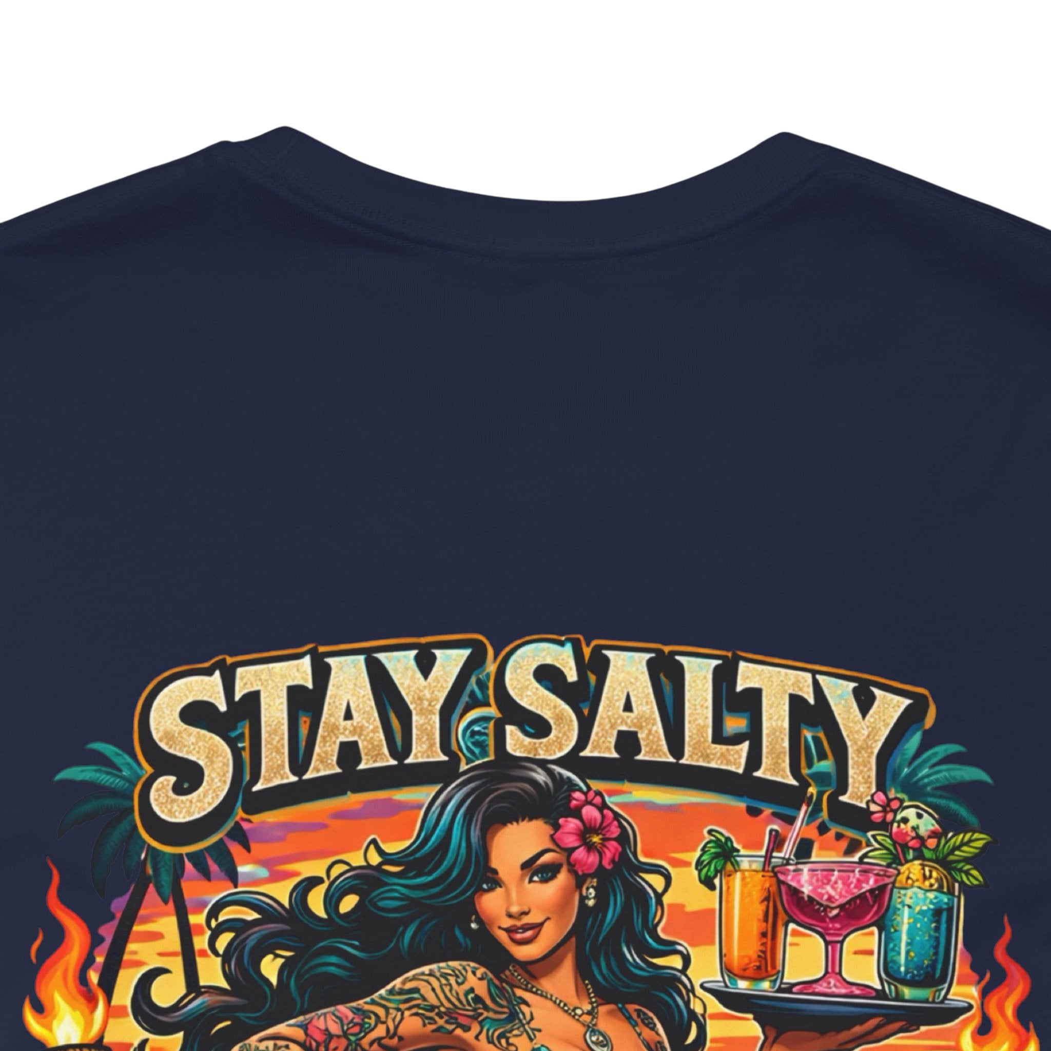 Stay Salty Tiki Club Tee — Vintage Hawaiian Pin-Up Surf Shirt