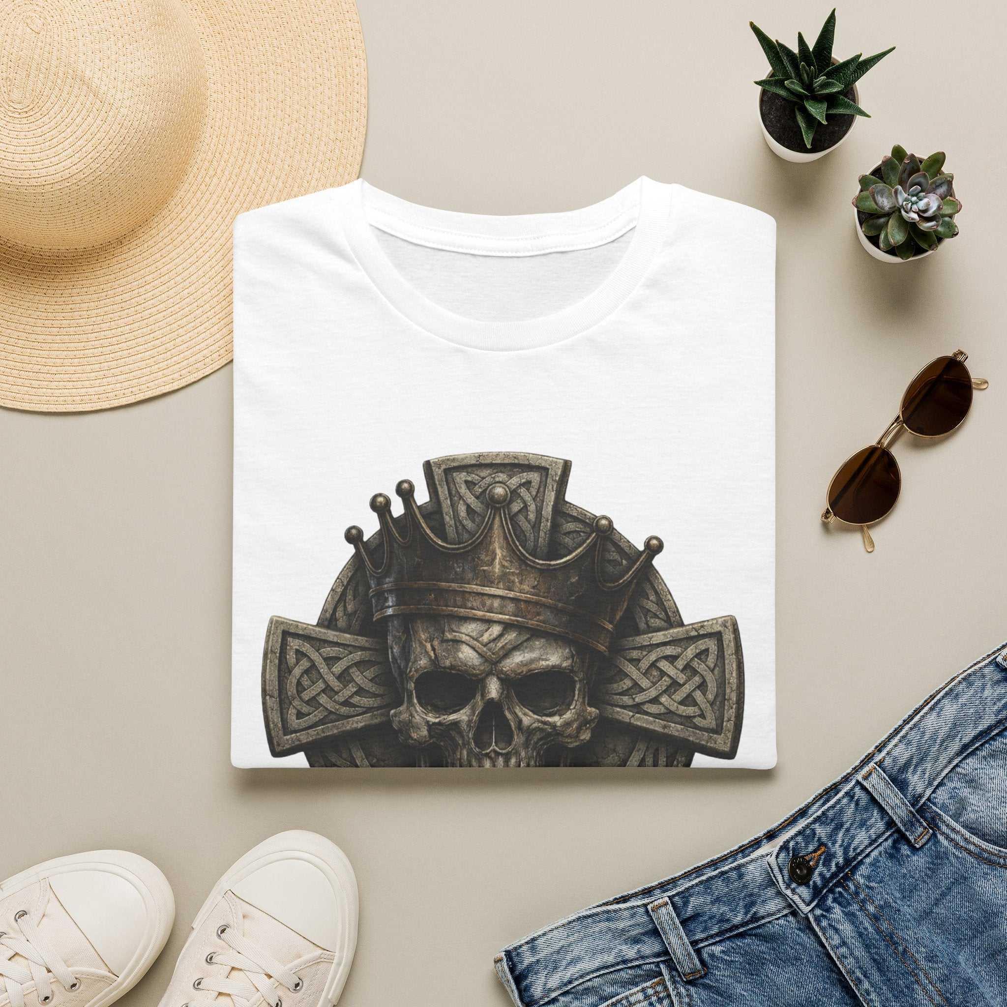 Skull King Cross T-Shirt — Gothic Celtic Crown Graphic Tee