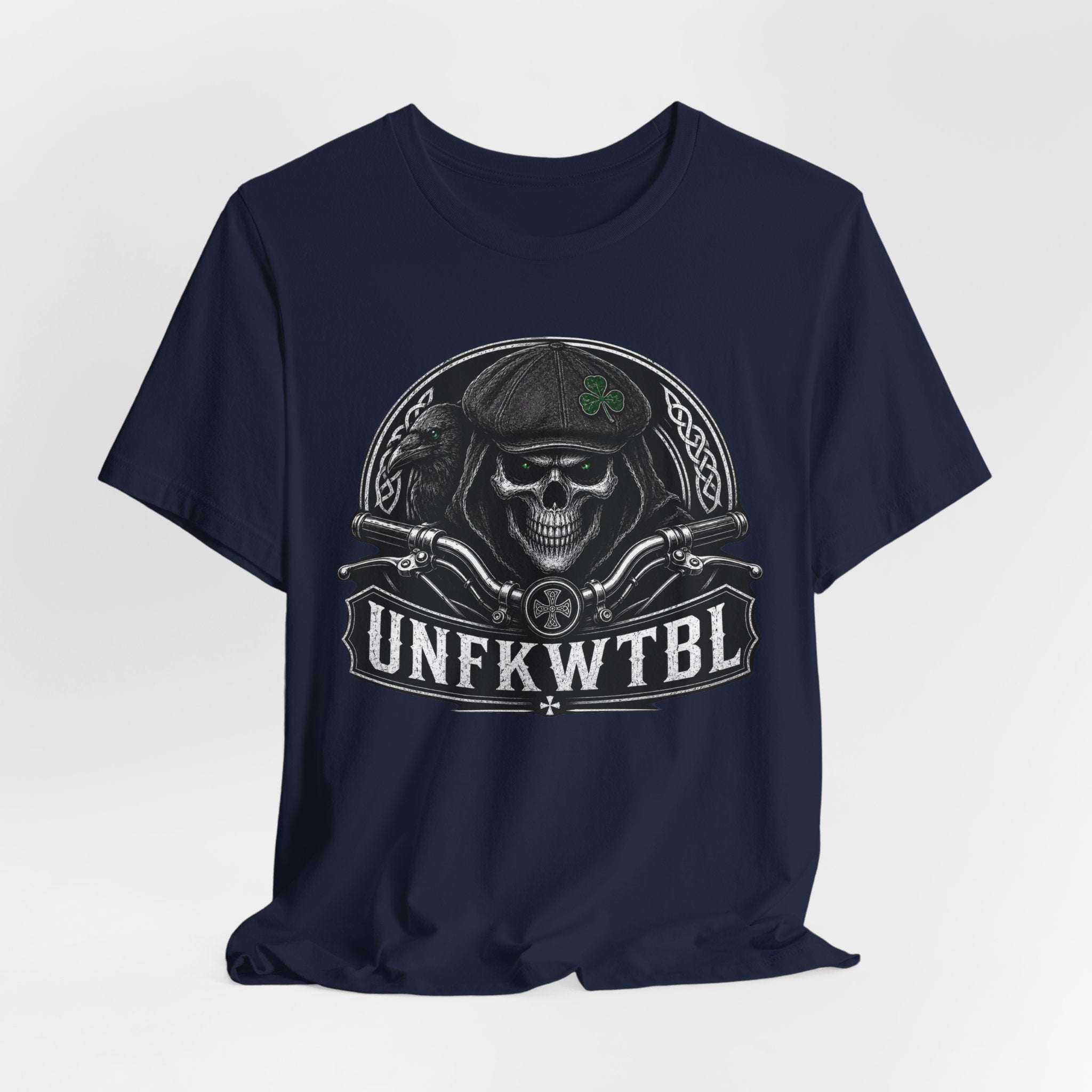 Skull Biker Tee — "UNFKWTBL" Vintage Motorcycle Graphic T-Shirt