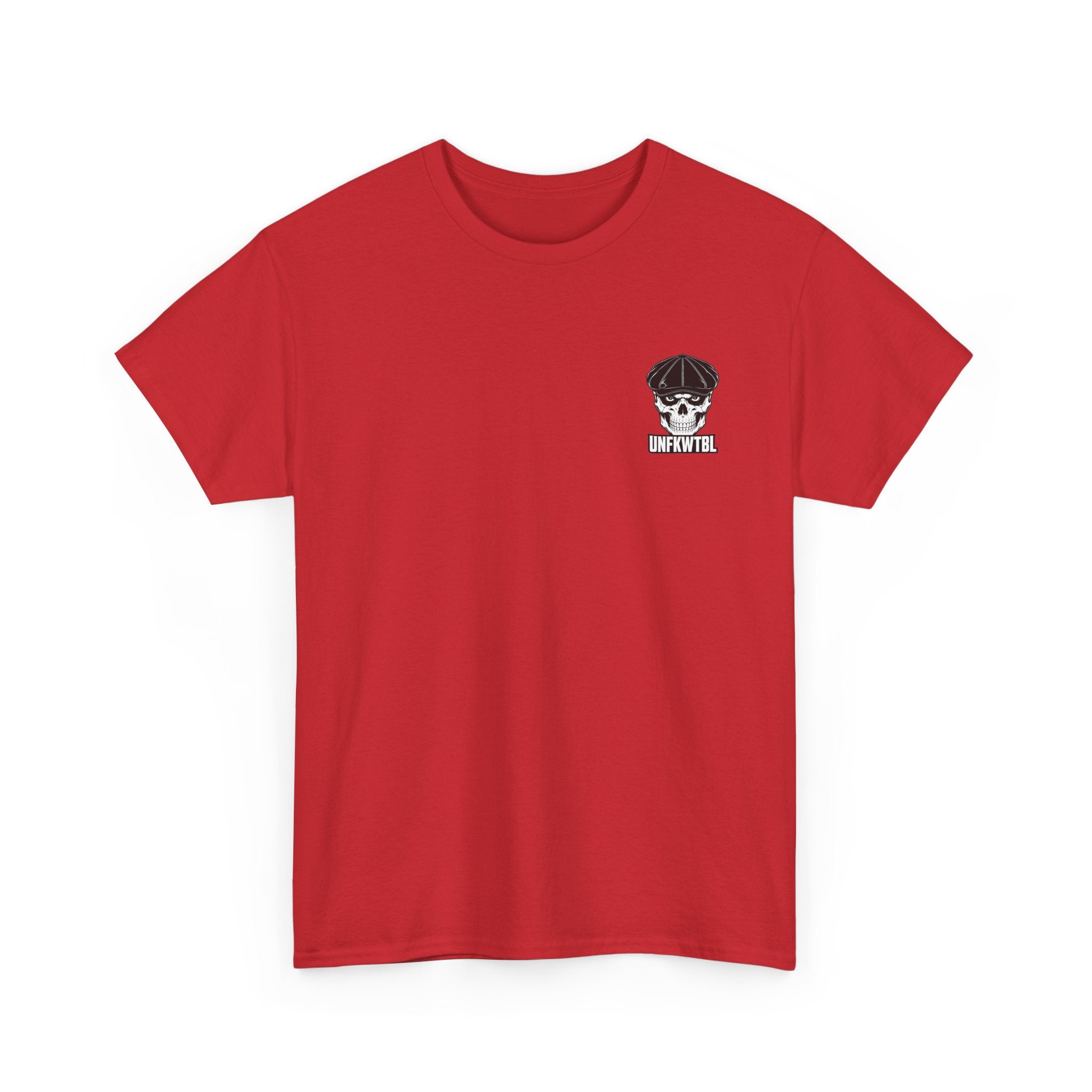 Graphic Tee — “Knocked Down. Never Finished.” Motivational Skull T-Shirt