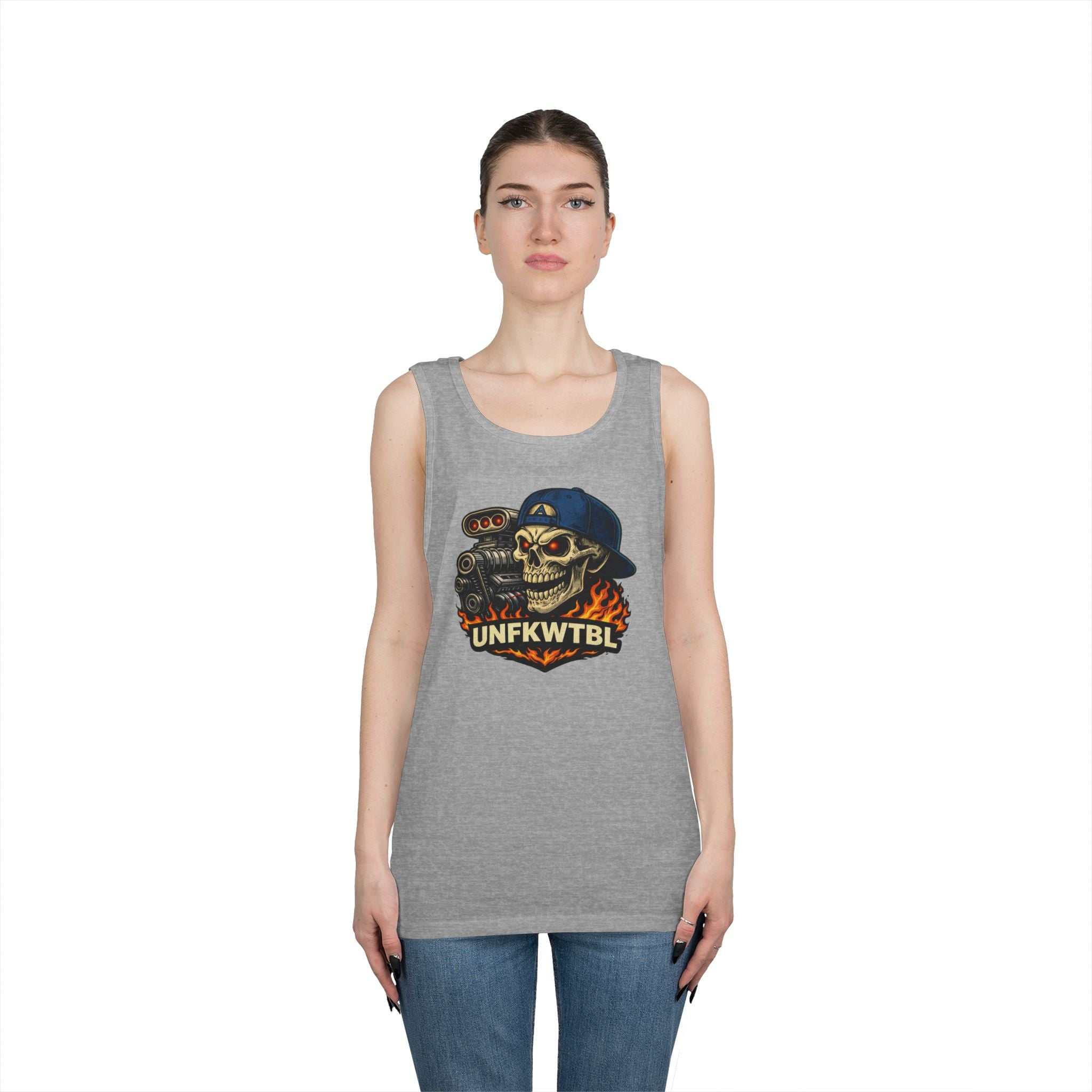 Skull Mechanic Tank Top — 'UNFKWTBL' Vintage Hot Rod Graphic