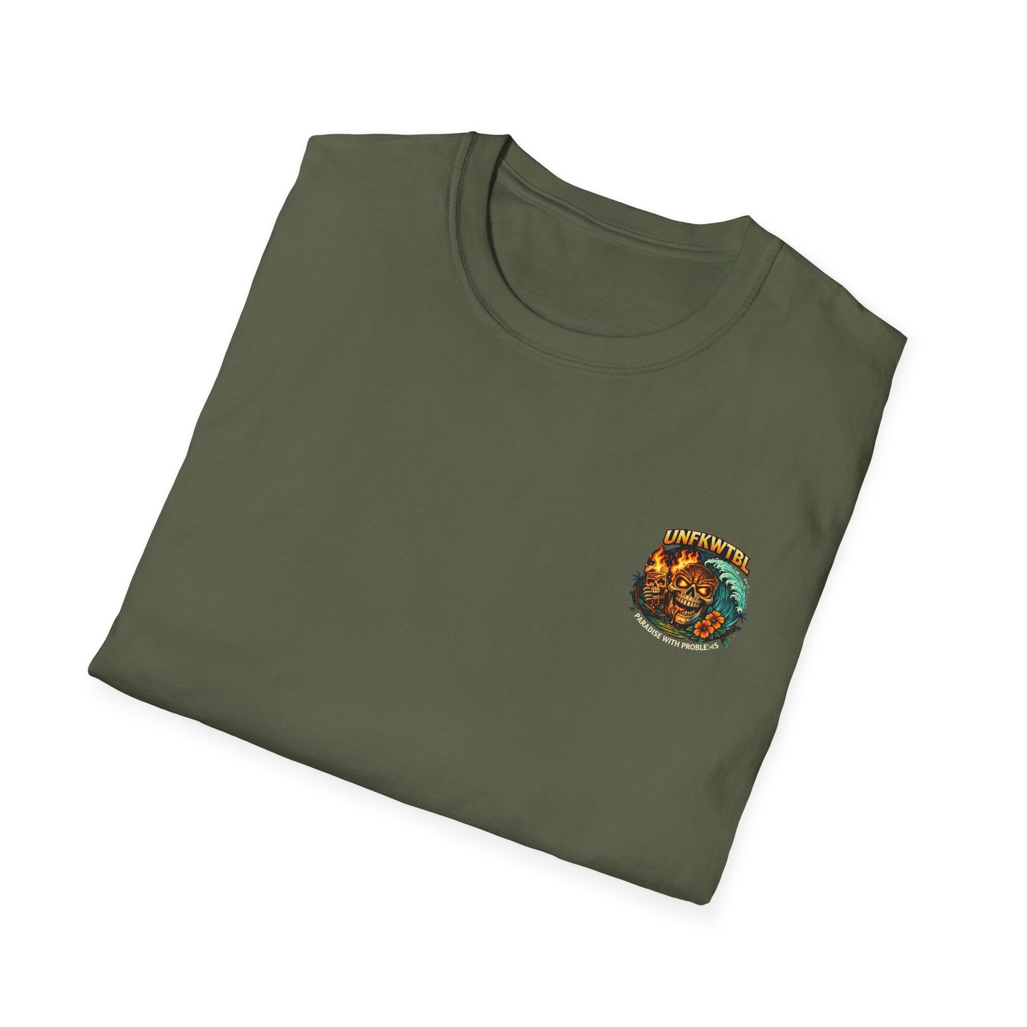 Skull Wave T-Shirt — Tropical Surf Graphic with 'UNFKWTBL'